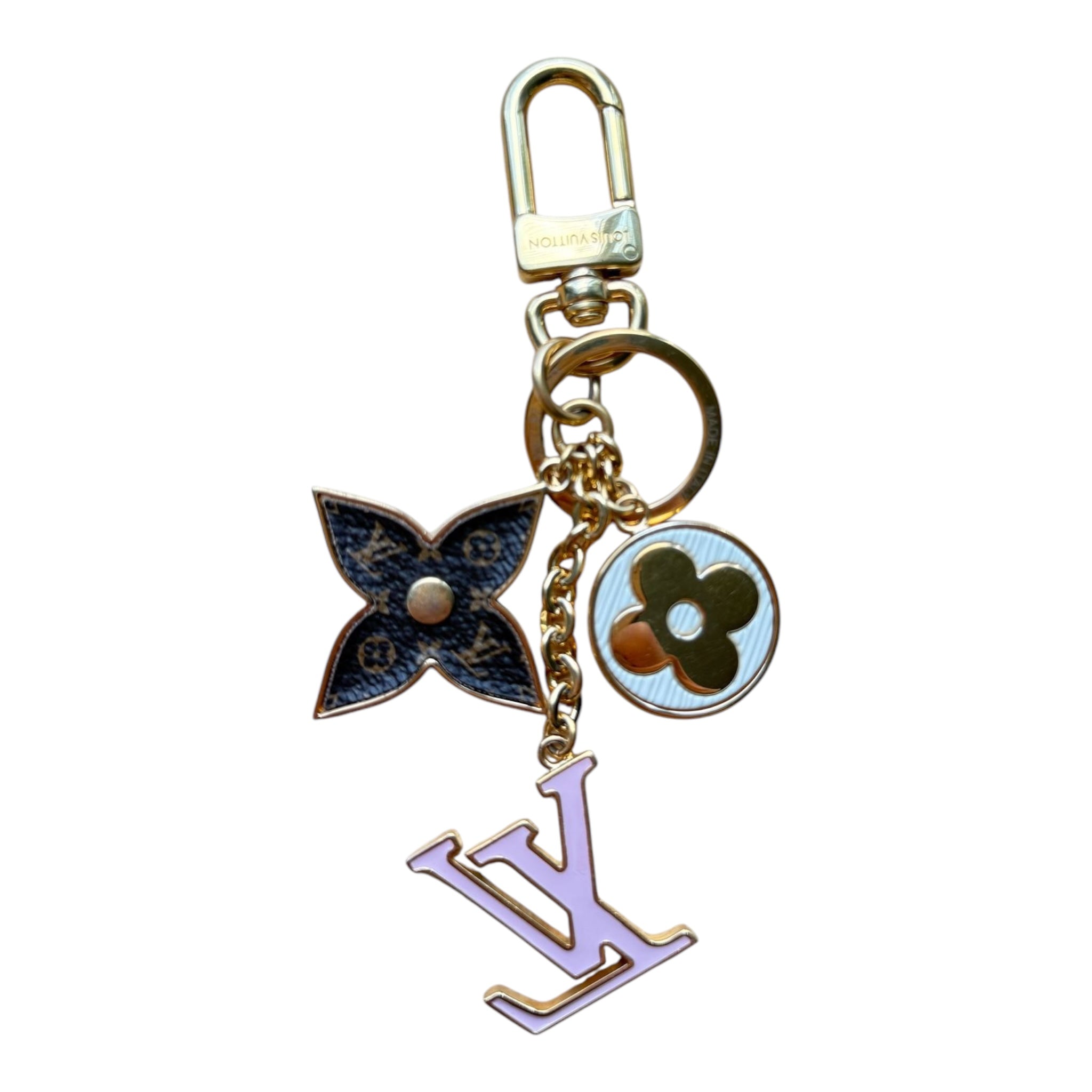 PRE-OWNED LV Spring Street Gold Monogram Flower Keychain