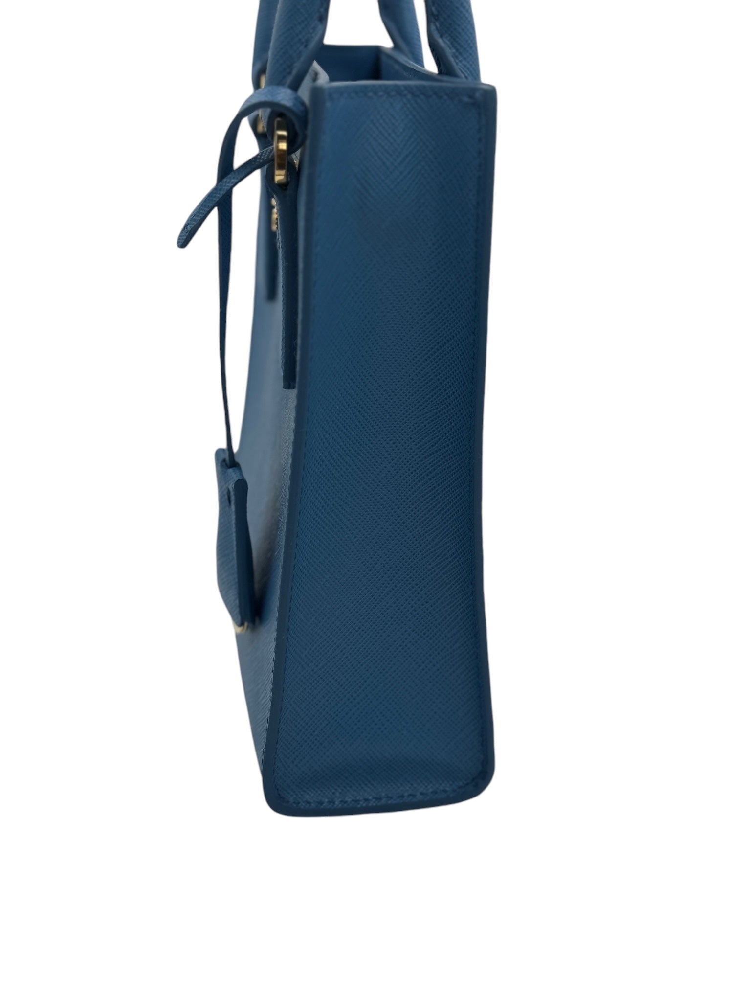 PRE-OWNED Light Blue Saffiano Leather Shoulder Bag