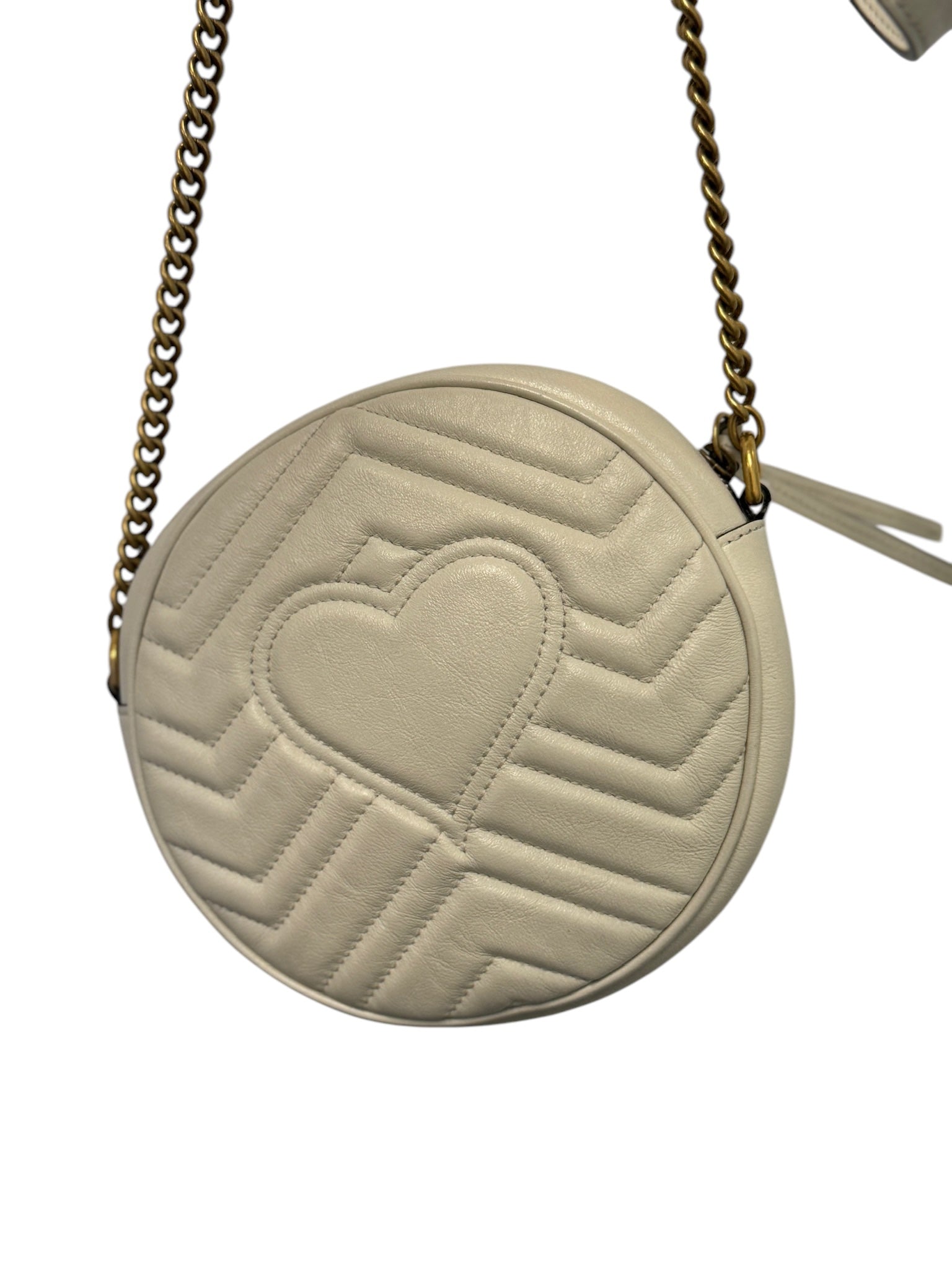 Bolso Marmont redondo de piel de becerro matelasse blanca GG de segunda mano