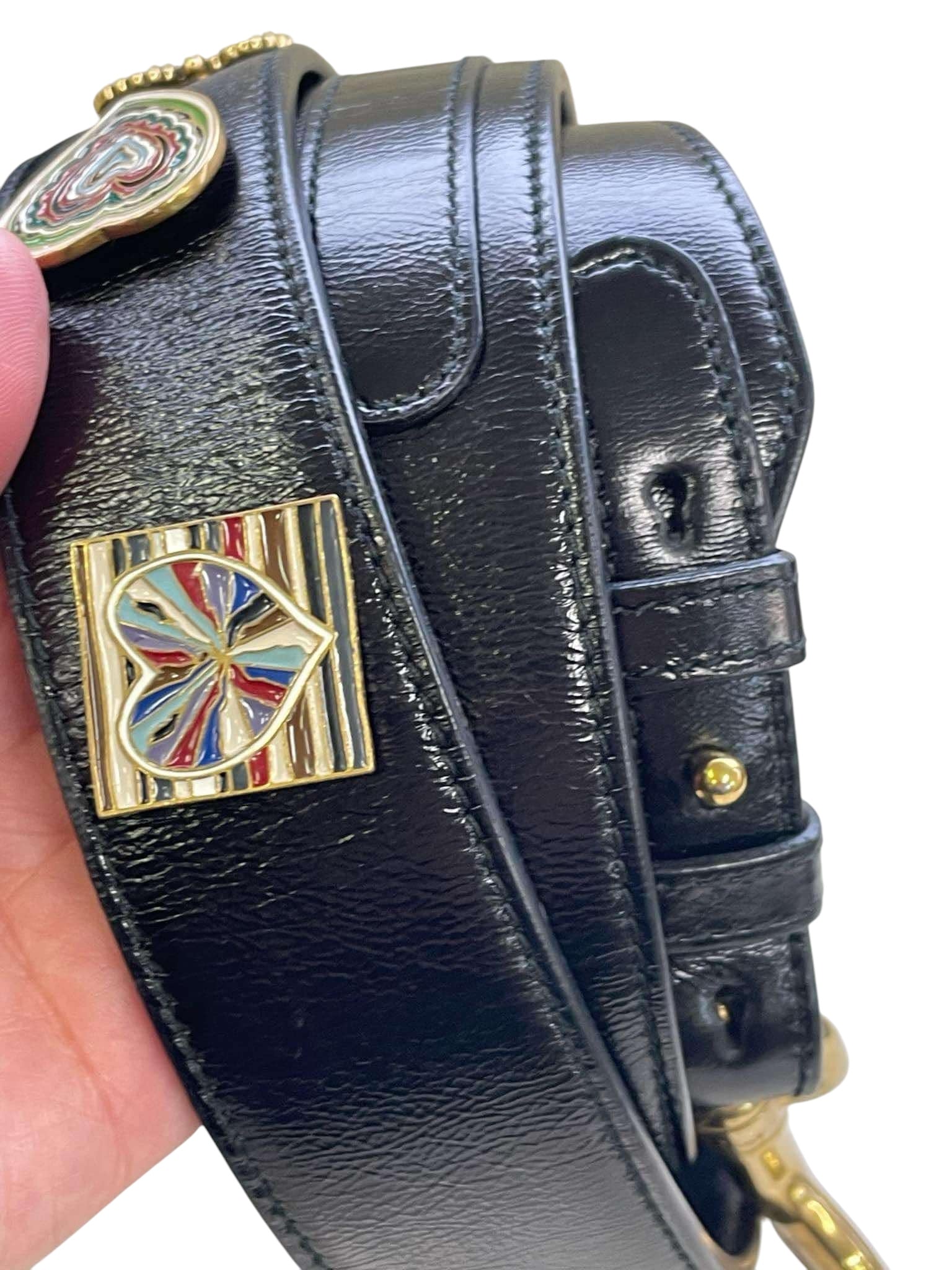 Bolso de hombro Lady Dior pequeño de piel de charol negra USADO