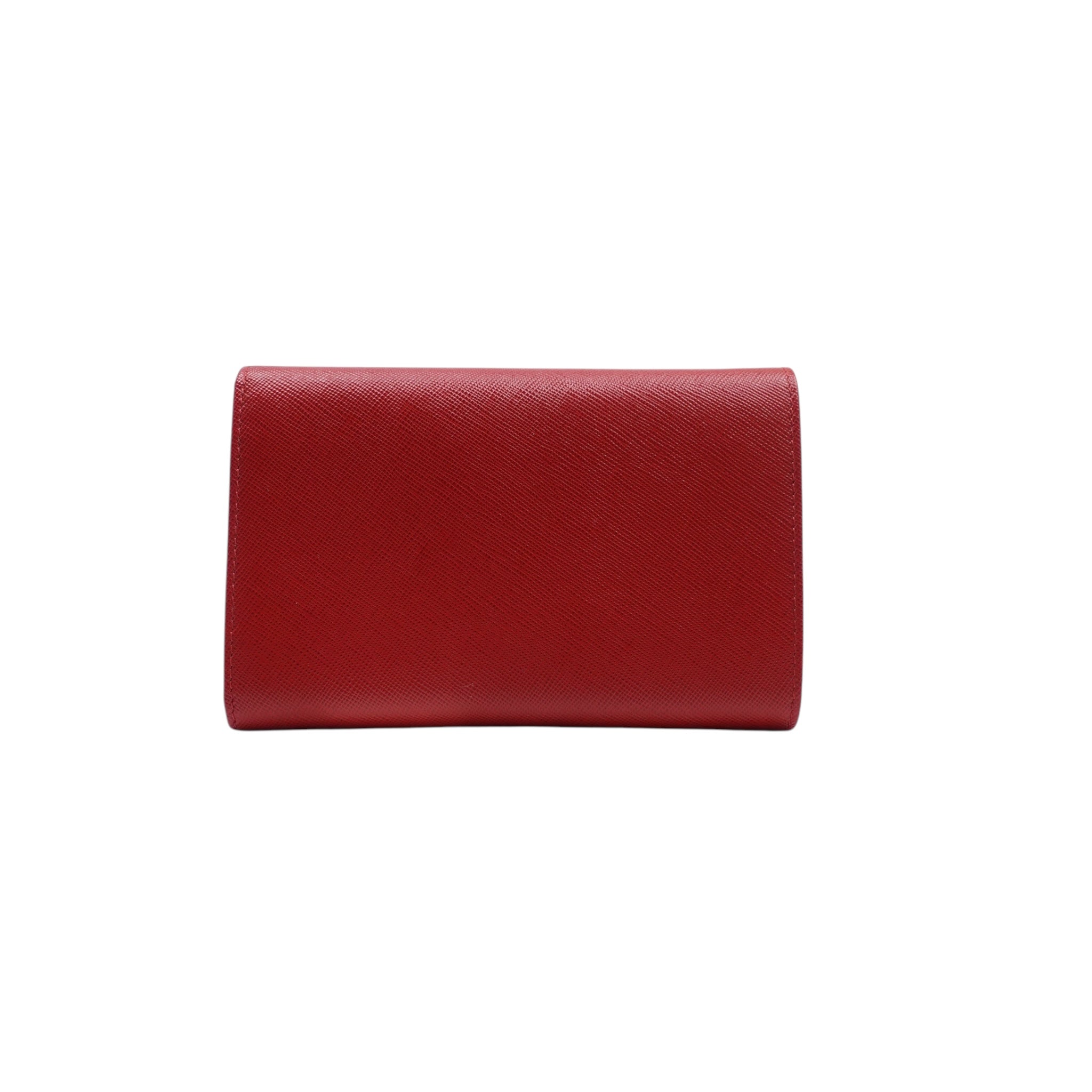 PRE-OWNED Red Saffiano Leather Long Wallet