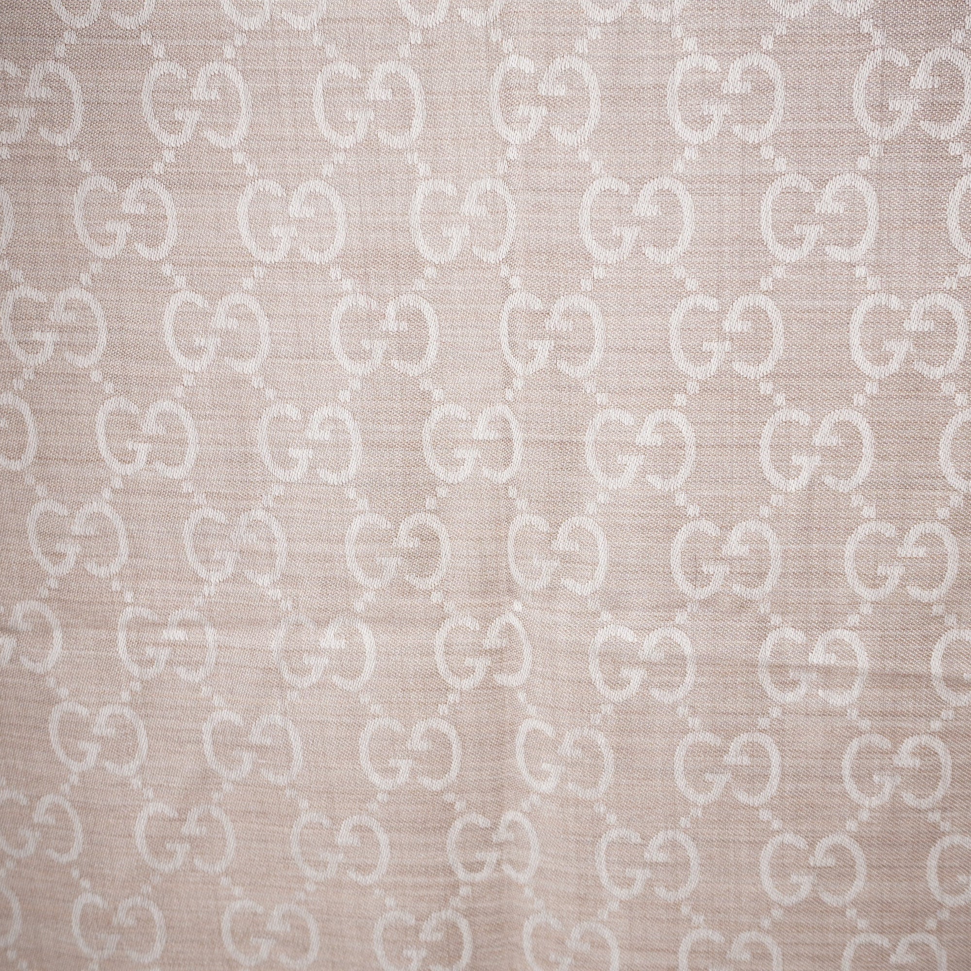 PRE-OWNED GG Brown Jacquard Wool-Silk Scarf