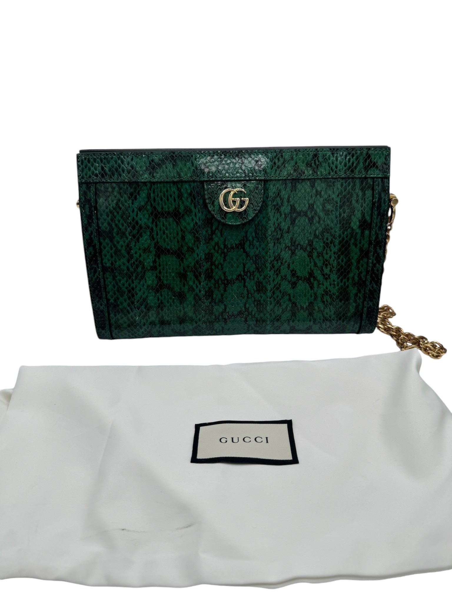 Bolso de hombro con cadena GG Ophidia de piel de serpiente pequeño de segunda mano