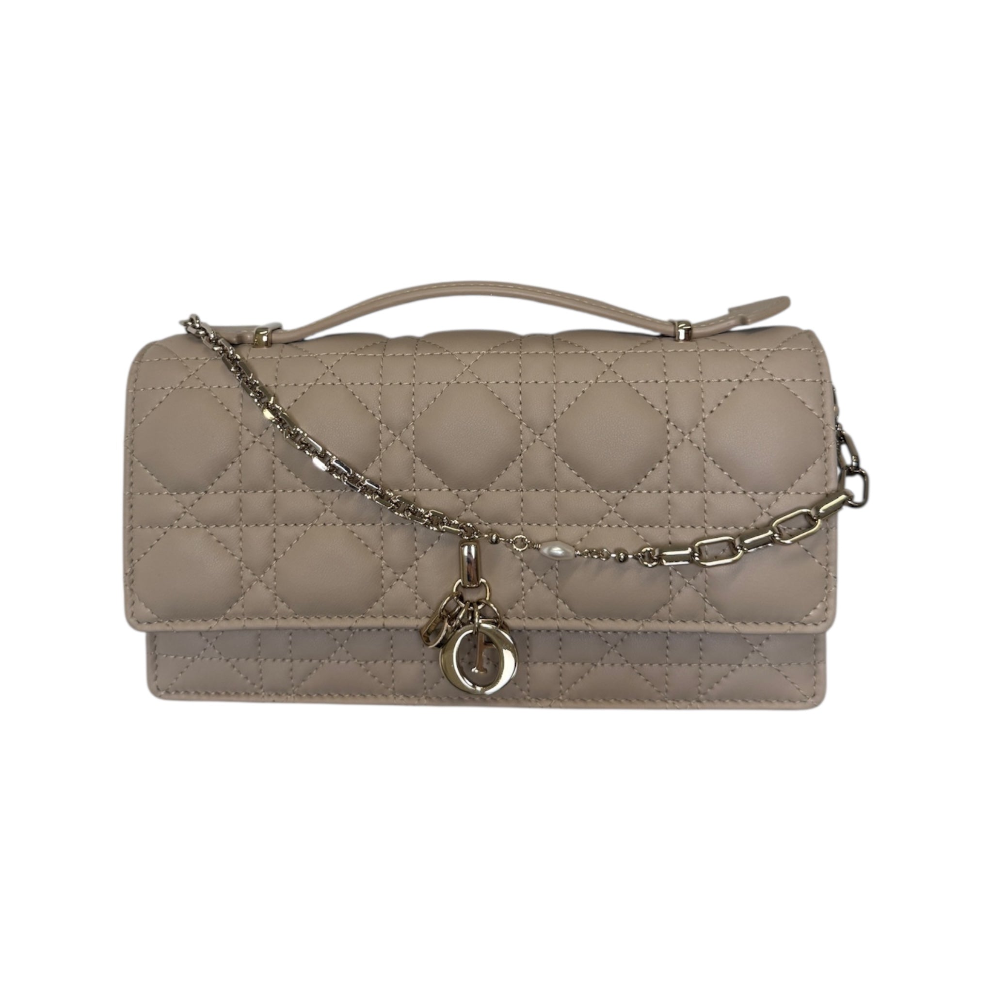 Minibolso My Dior de piel de cordero Cannage beige empolvado USADO