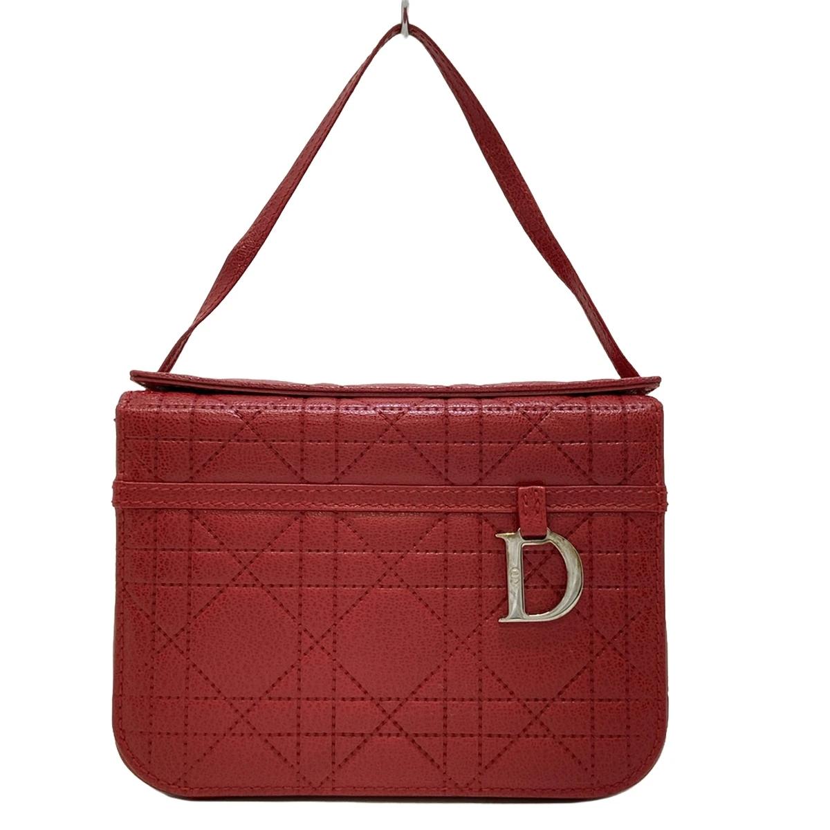 DIOR - Bolso de mano de piel roja con puntada Cannage
