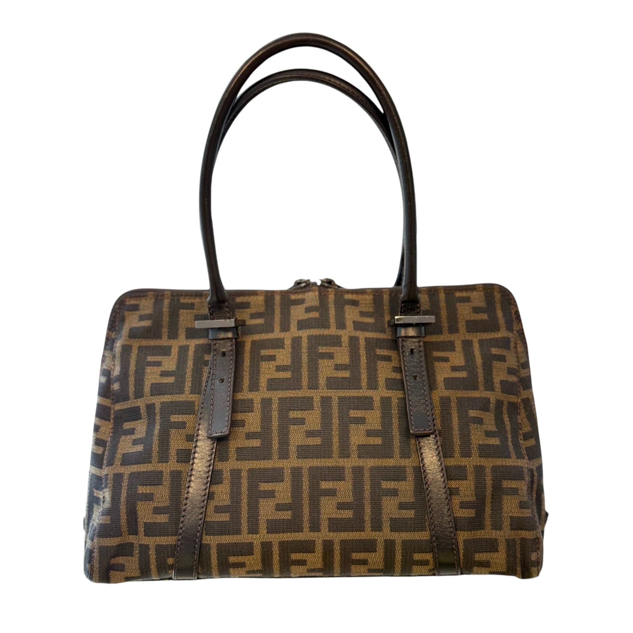 PRE-OWNED FF Vintage Brown Zucca Canvas Top Handle Bag