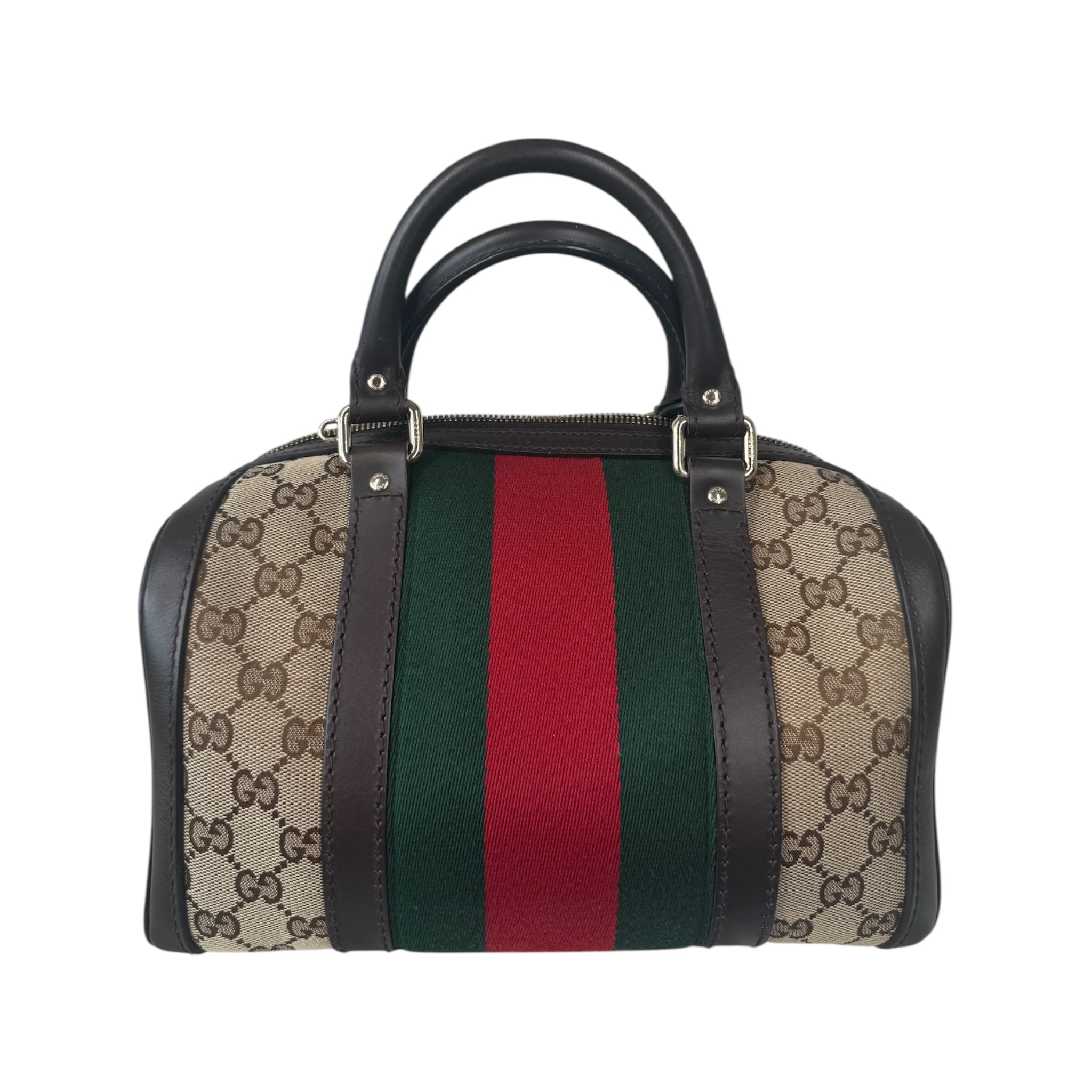 Bolso de hombro Boston con tribanda vintage de lona GG USADO