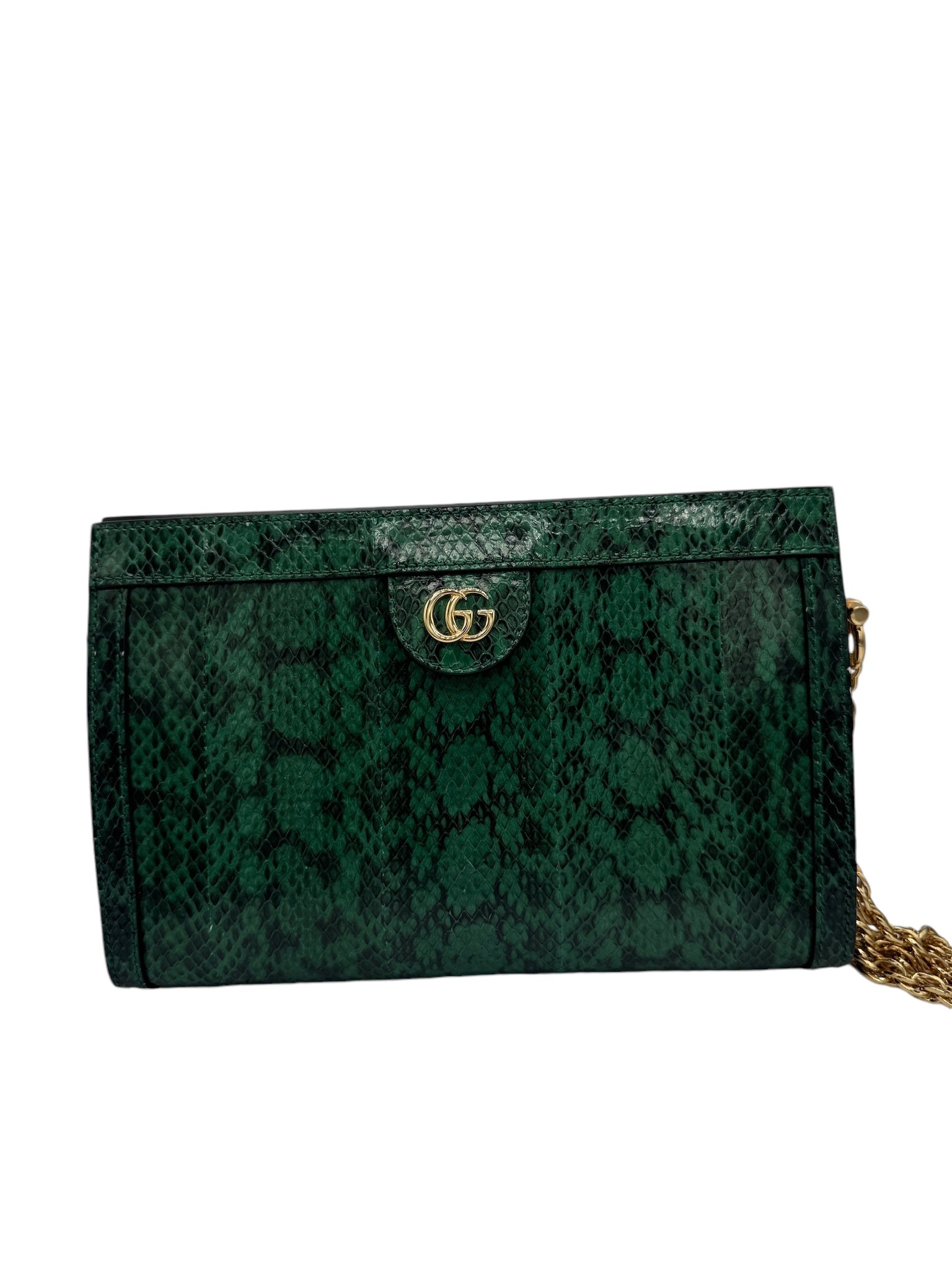 Bolso de hombro con cadena GG Ophidia de piel de serpiente pequeño de segunda mano