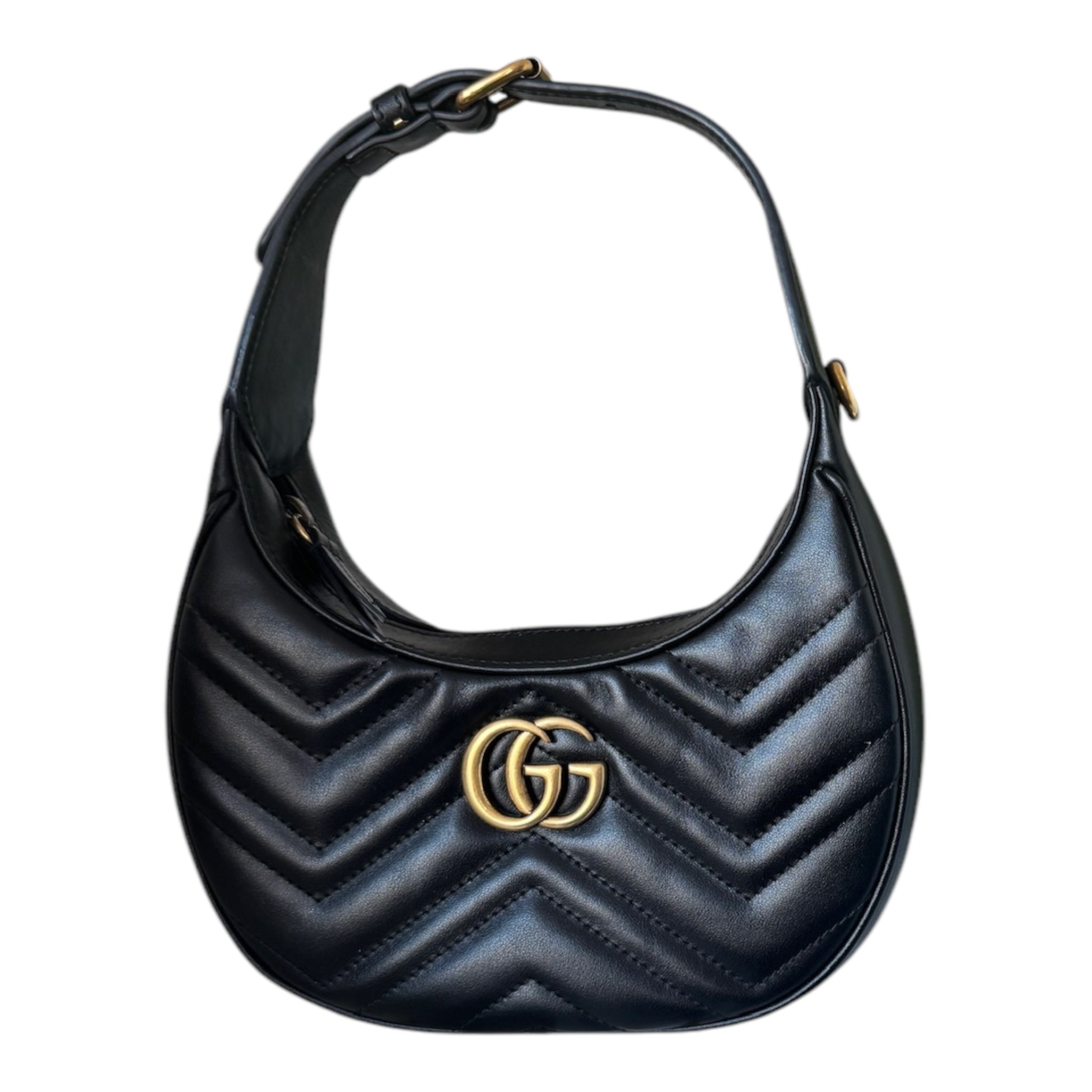 Bolso de hombro Marmont mini de piel matelasse negra GG USADO