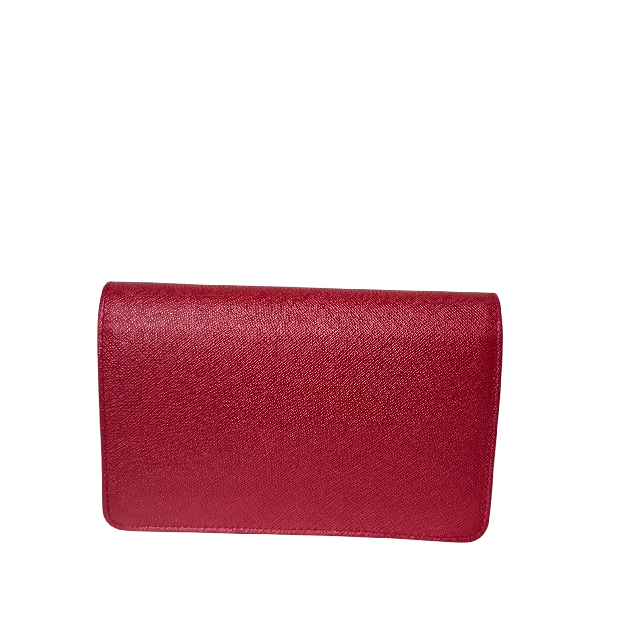 PRE-OWNED Red Saffiano Lux Leather Crossbody Bag