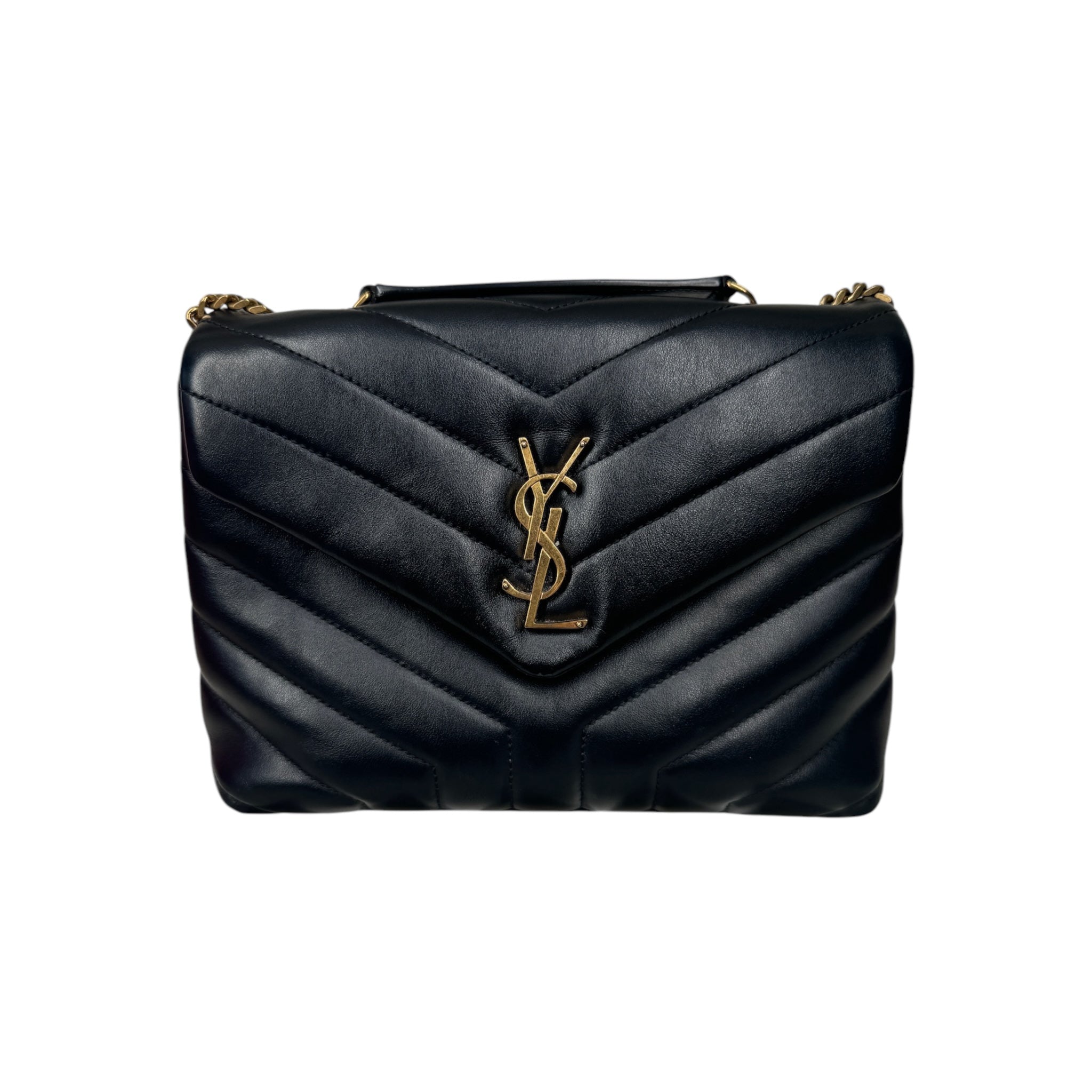 PRE-OWNED YSL LouLou Small Black Calfskin Shoulder Bag