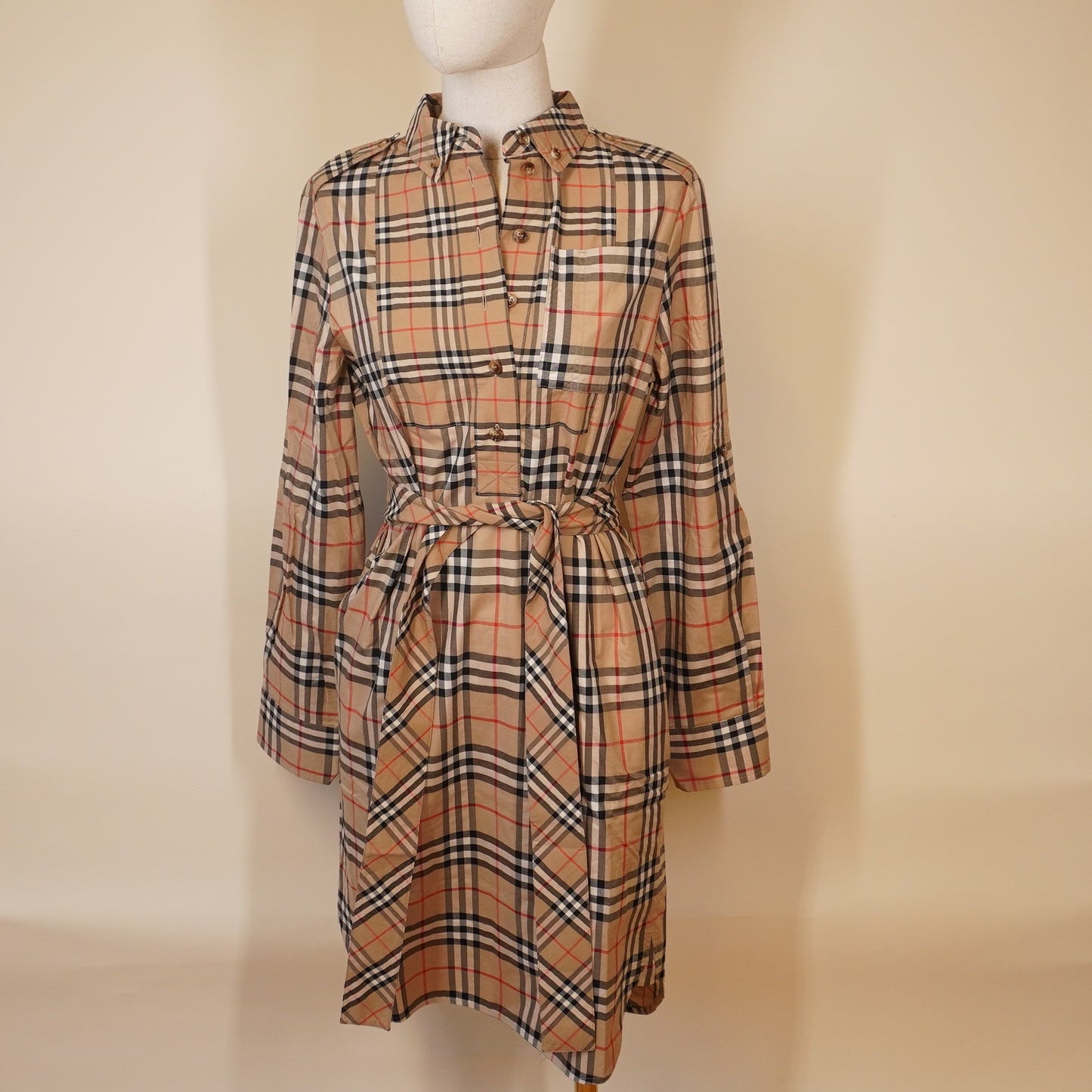 PRE-OWNED BURBERRY Vintage Check-pattern shirt dress S