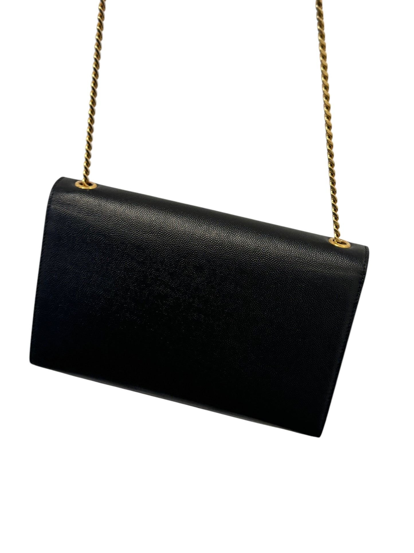 PRE-OWNED YSL Black Grain De Poudre Medium Kate Chain Bag