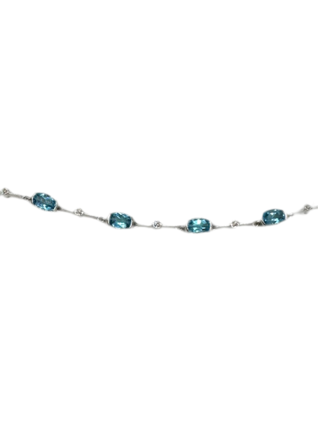 Leonia Bracelet- 14K Gold Bracelet with 8.00ct Blue Topaz & Natural Diamonds