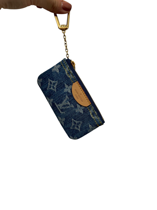 PRE-OWNED LV Blue Monogram Denim Key Pouch