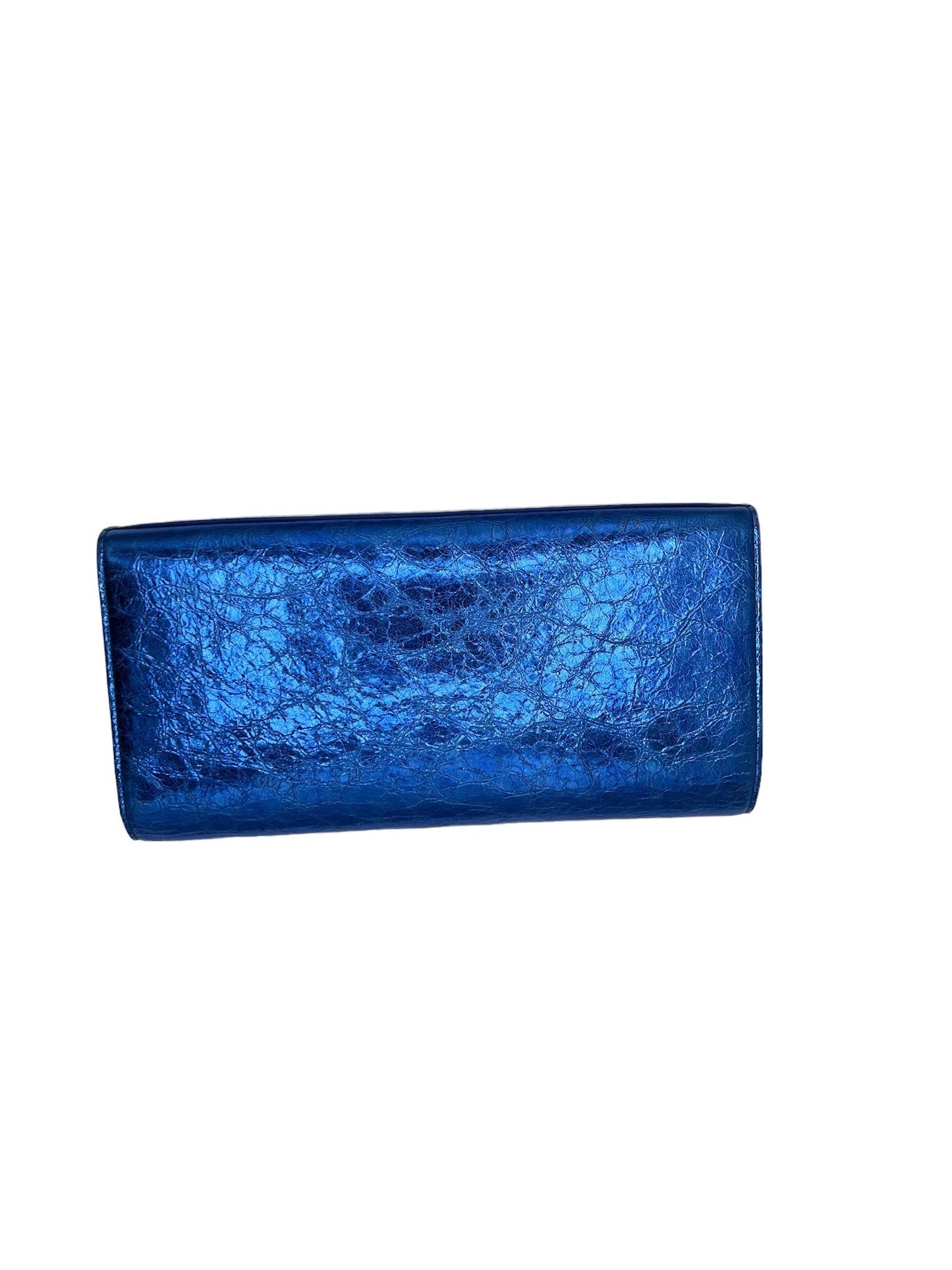 SAINT LAURENT - Metallic Blue Clutch