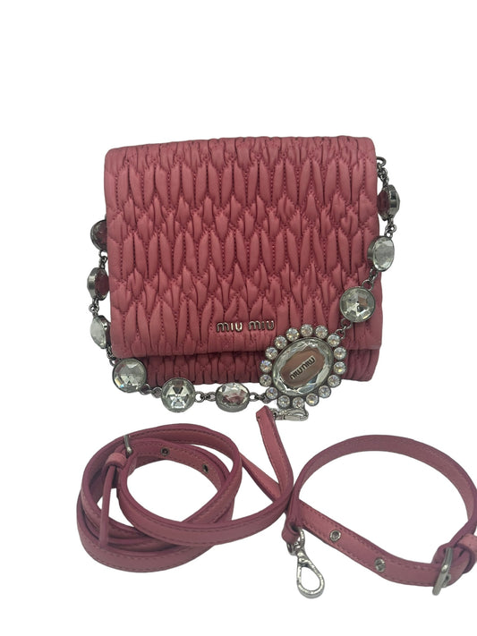 MIU MIU - Crystal Handbag Pink Leather