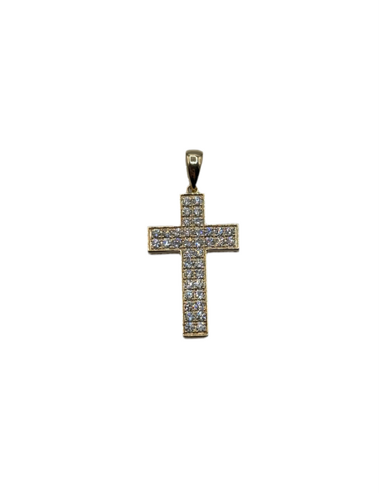 Cross Pendant 14k Yellow Gold with 1.5 ct Diamonds