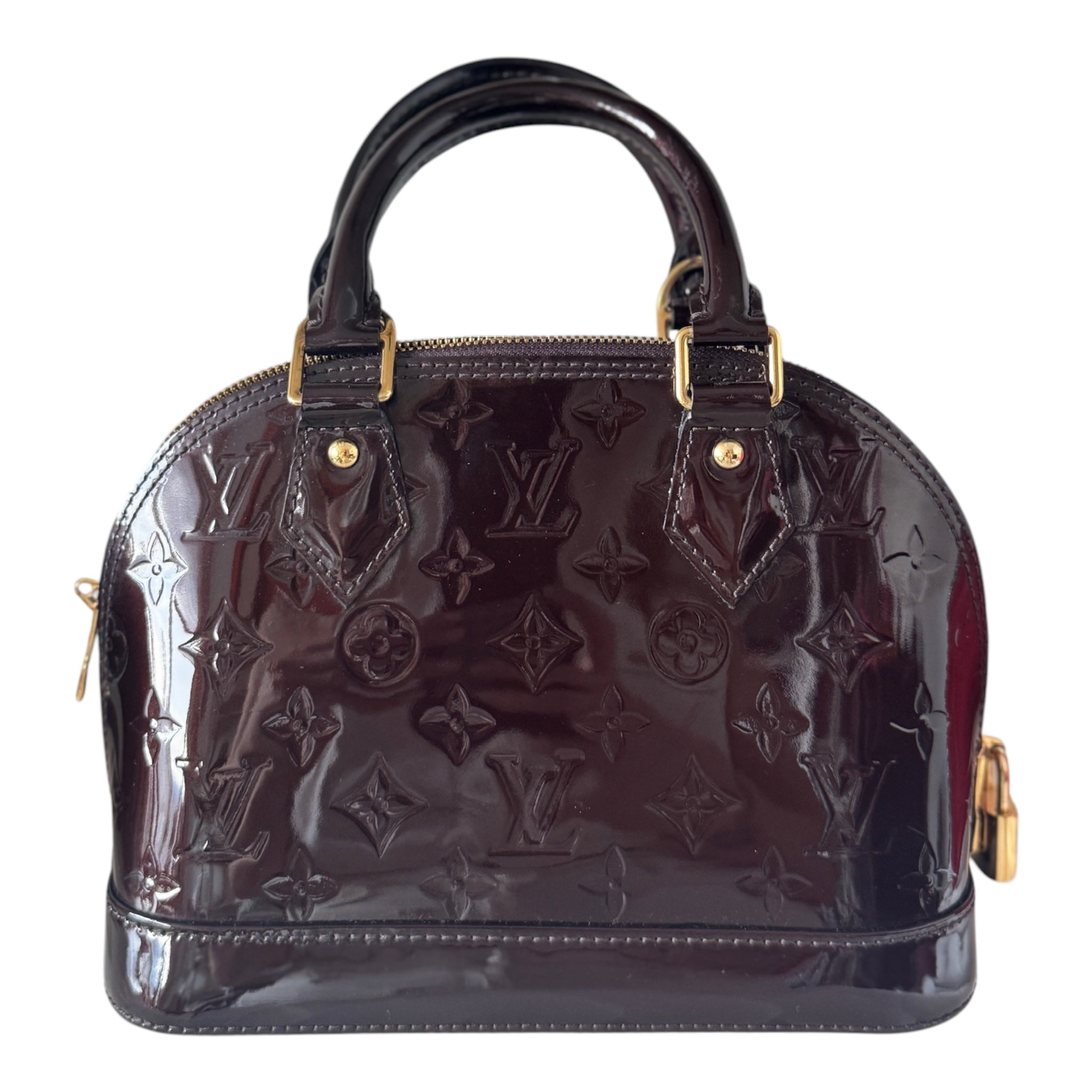 Bolso de hombro LV Vernis Alma BB burdeos de segunda mano