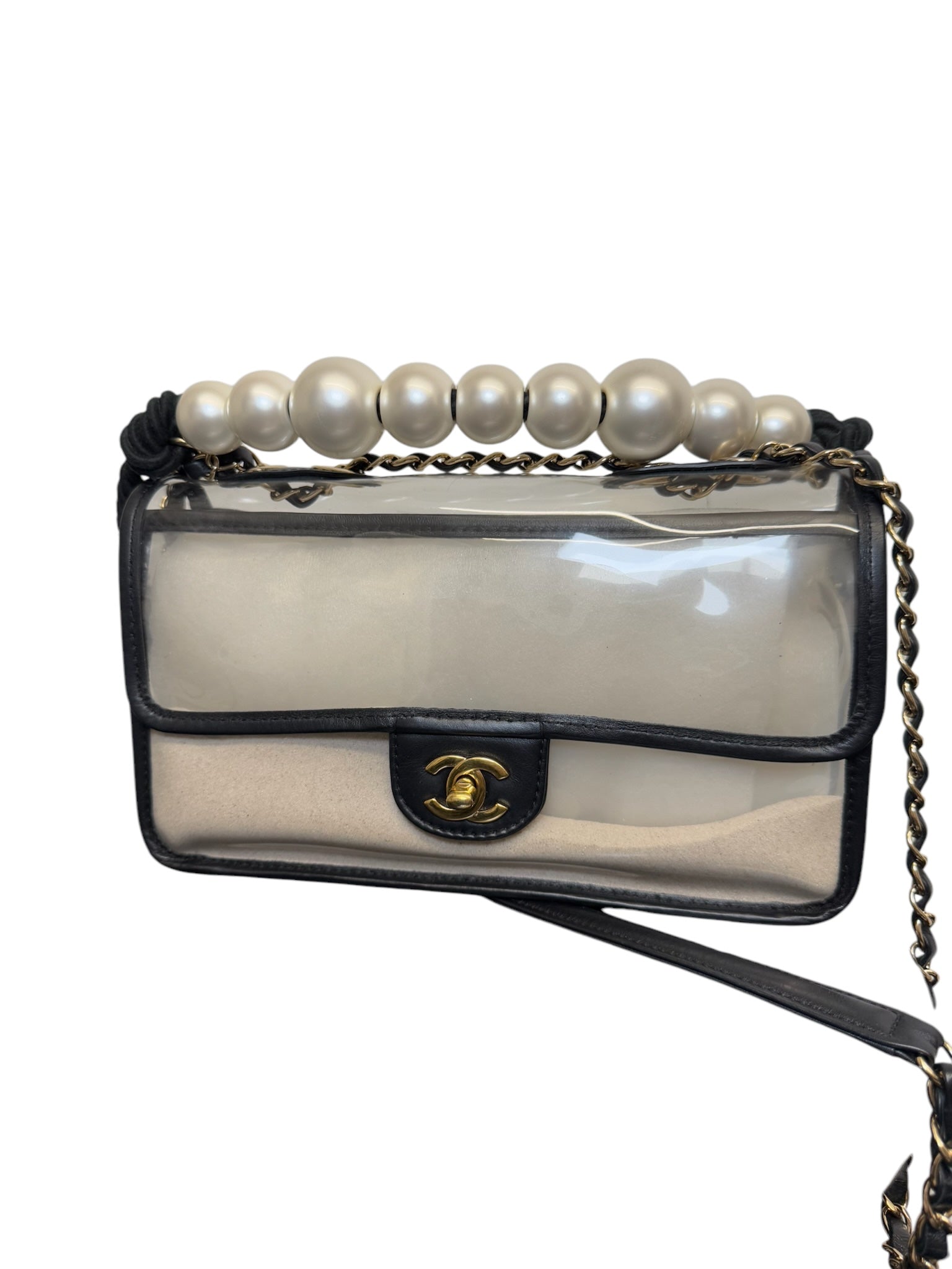 Bolso con solapa mediano CC Sand By The Sea de PVC negro de segunda mano