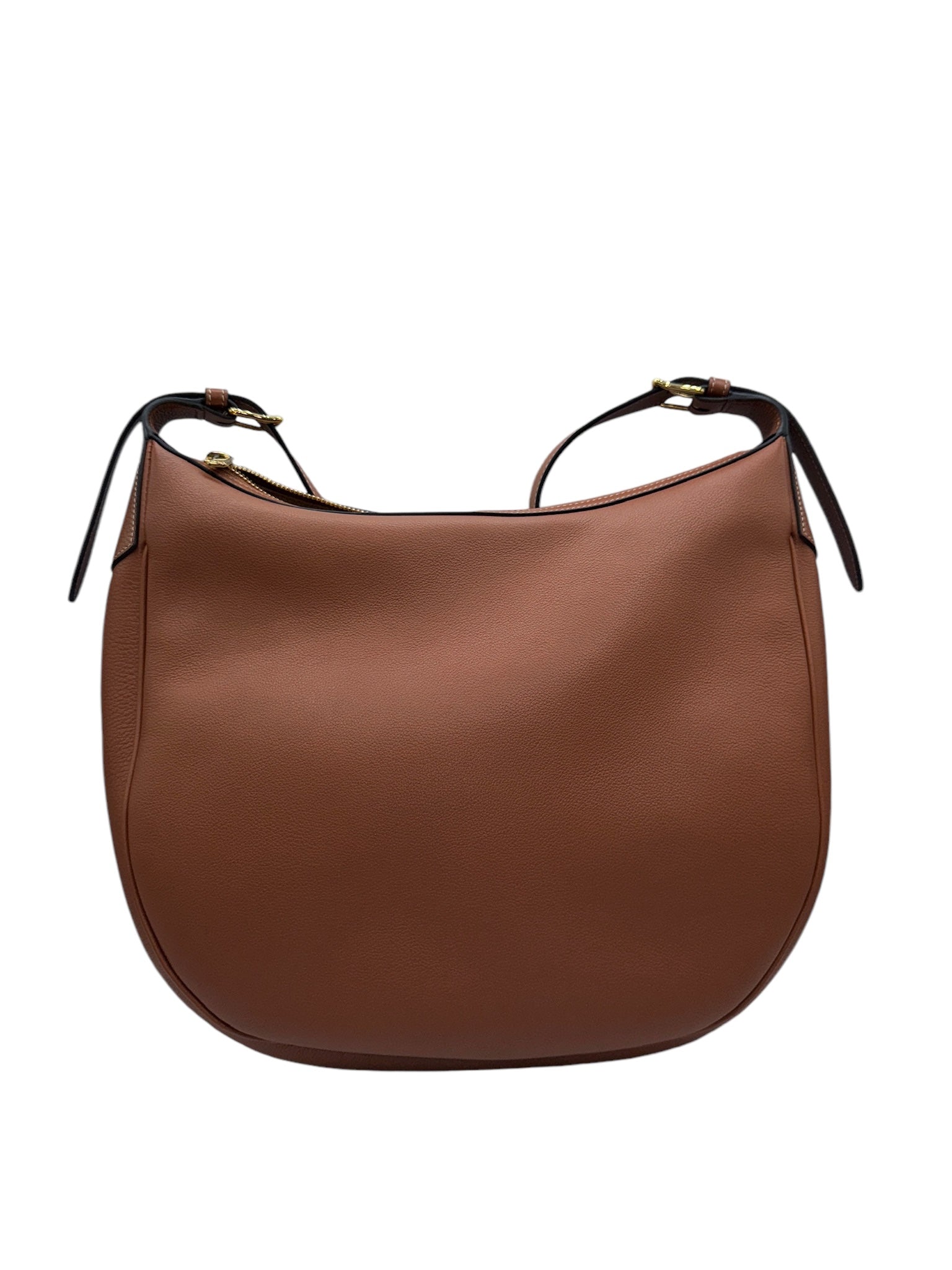 Bolso de hombro mediano Eloise Cuir Trionf de piel de becerro color marrón tostado y manzana de segunda mano