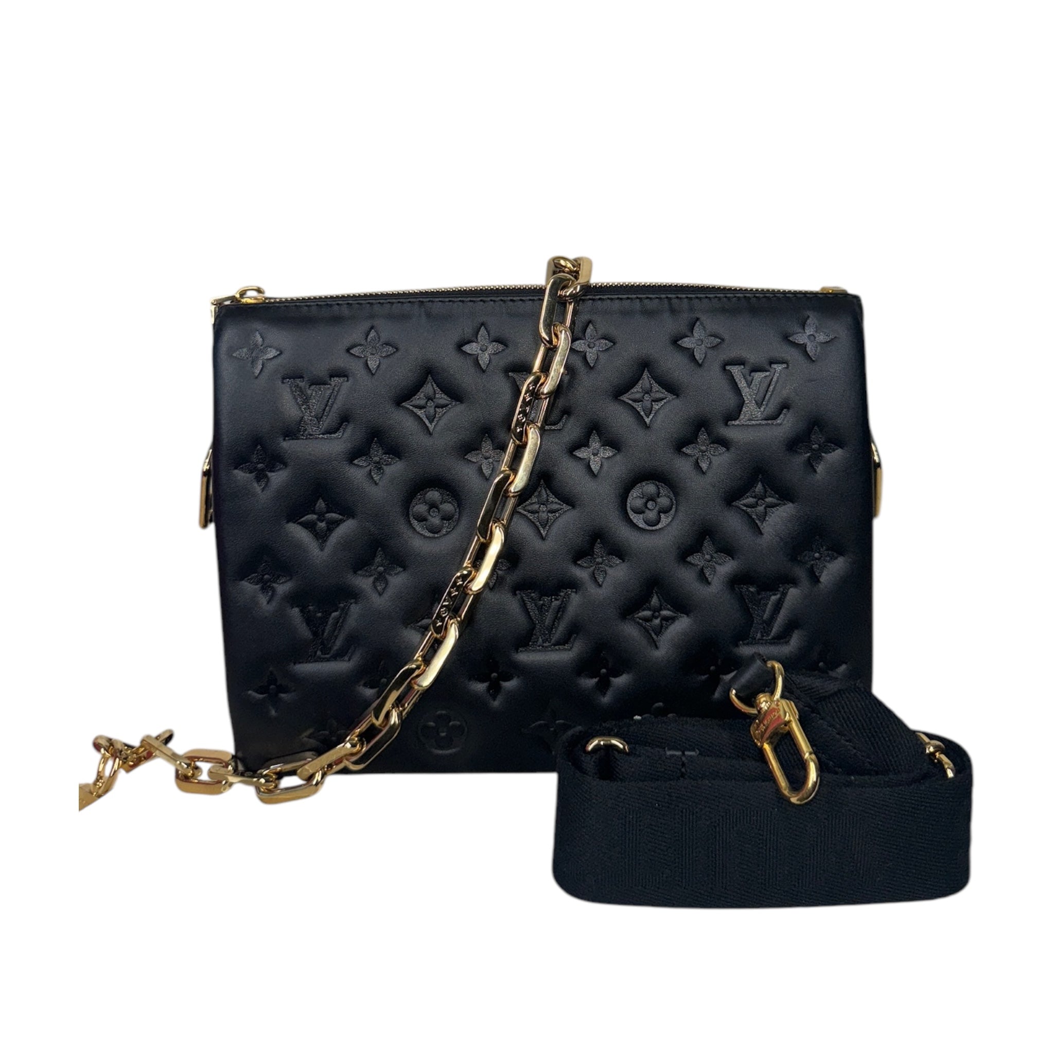 PRE-OWNED LV Coussin PM Black Lambskin Shoulder Bag