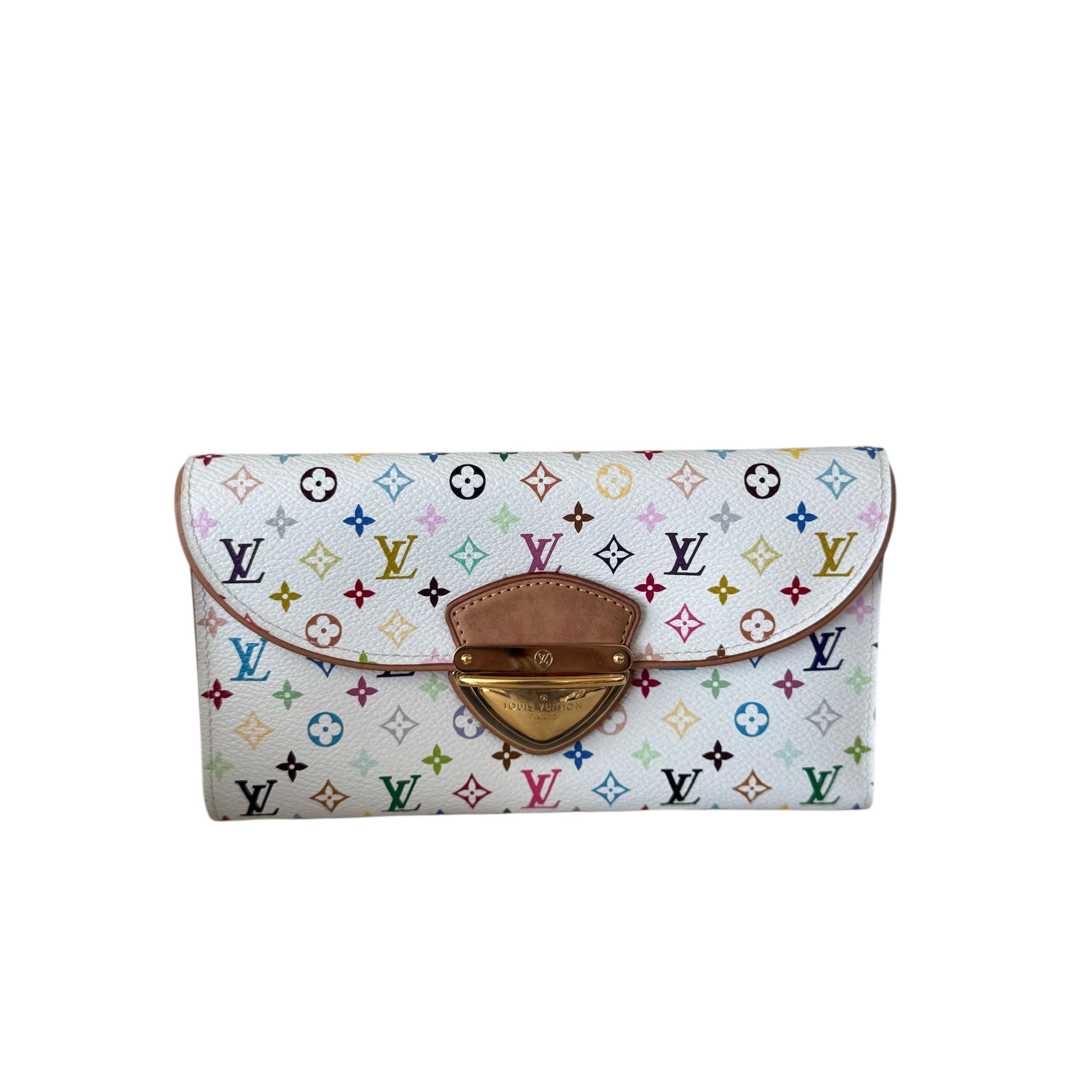 PRE-OWNED LV White Murakami Eugenie Long Wallet
