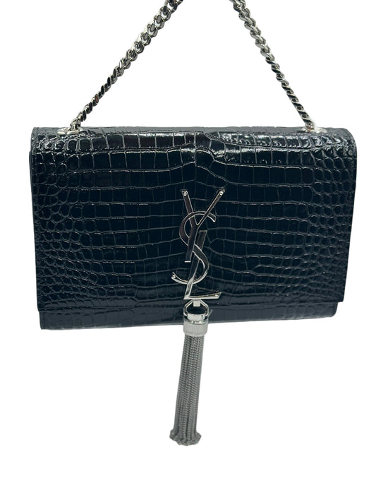 SAINT LAURENT - Small Kate Embossed Croc Tassel Bag