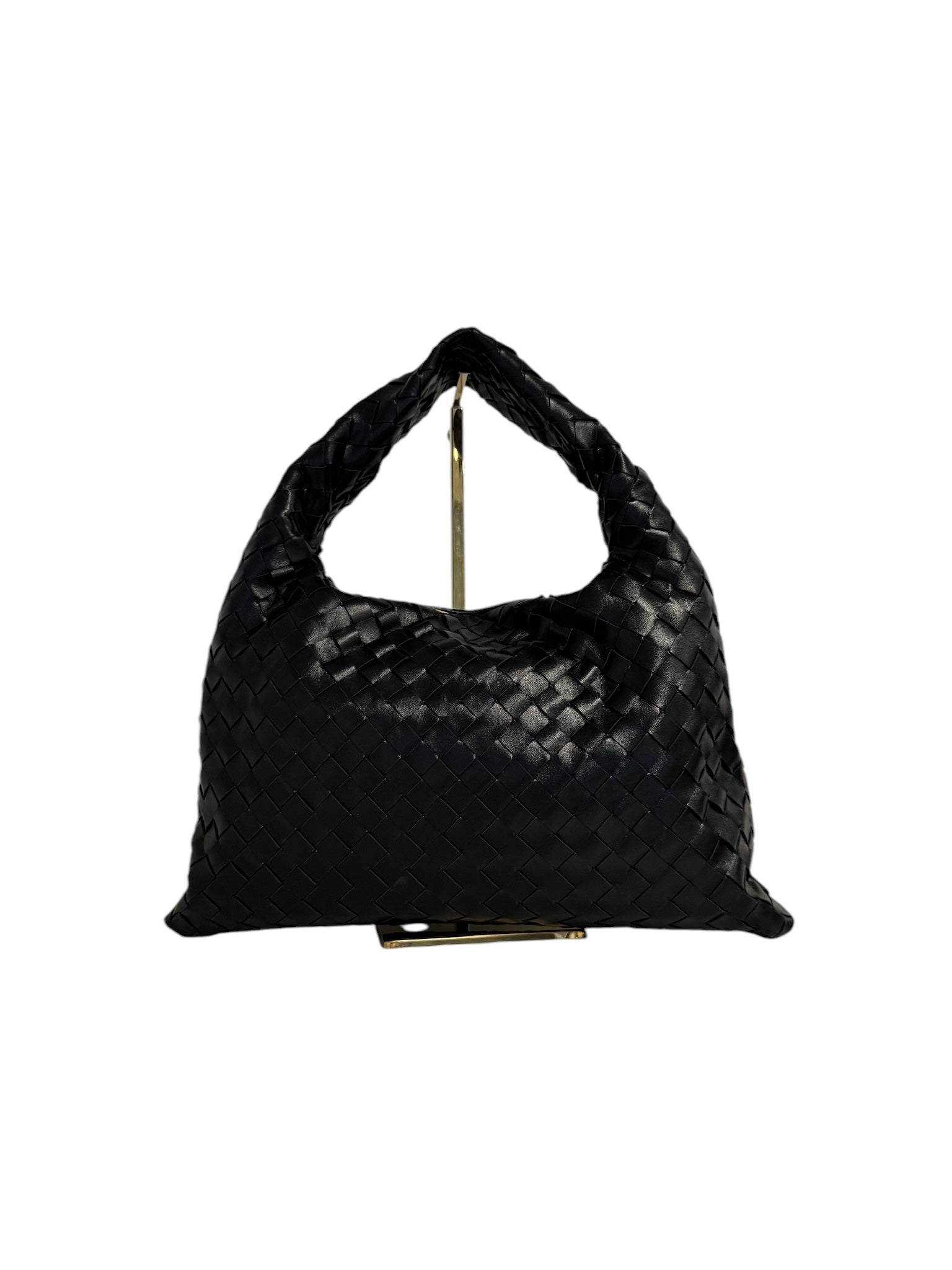 PRE-OWNED Black Nappa Intrecciato Small Hop Hobo