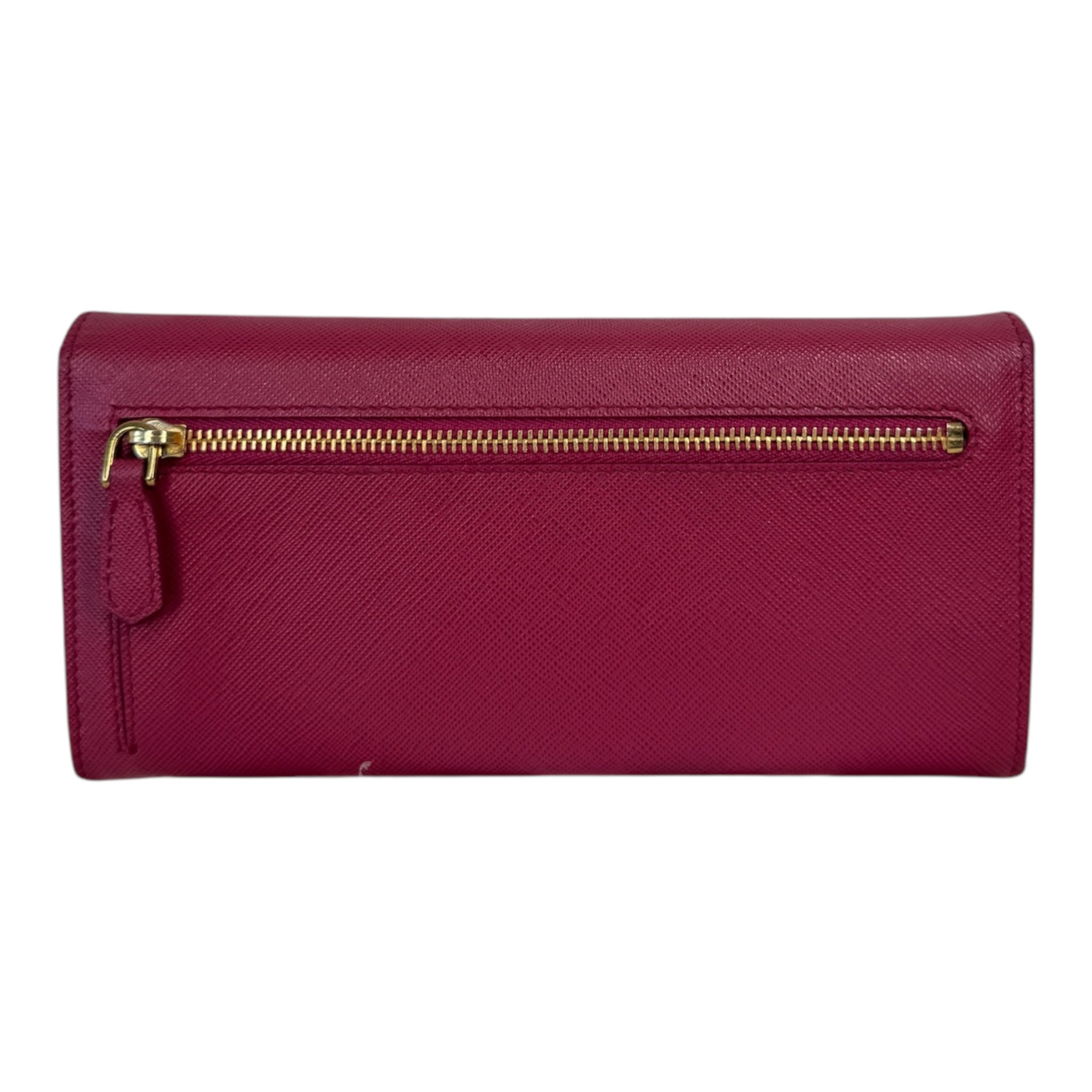 PRE-OWNED Pink Saffiano Leather Continental Flap Wallet