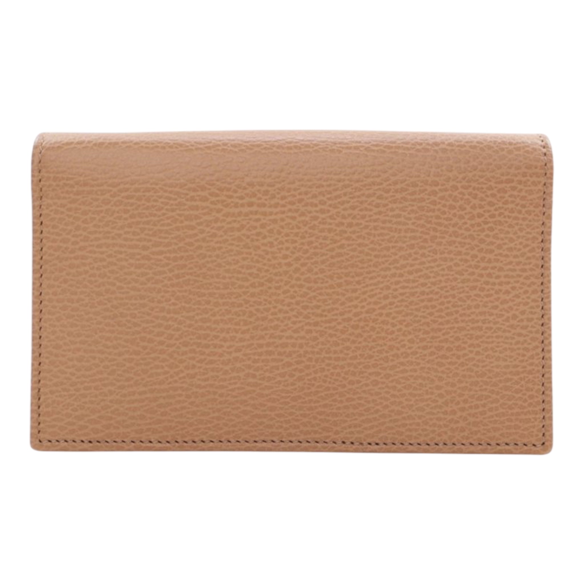 Cartera de piel de becerro beige con cierre de dólar entrelazado y cadena, USADA