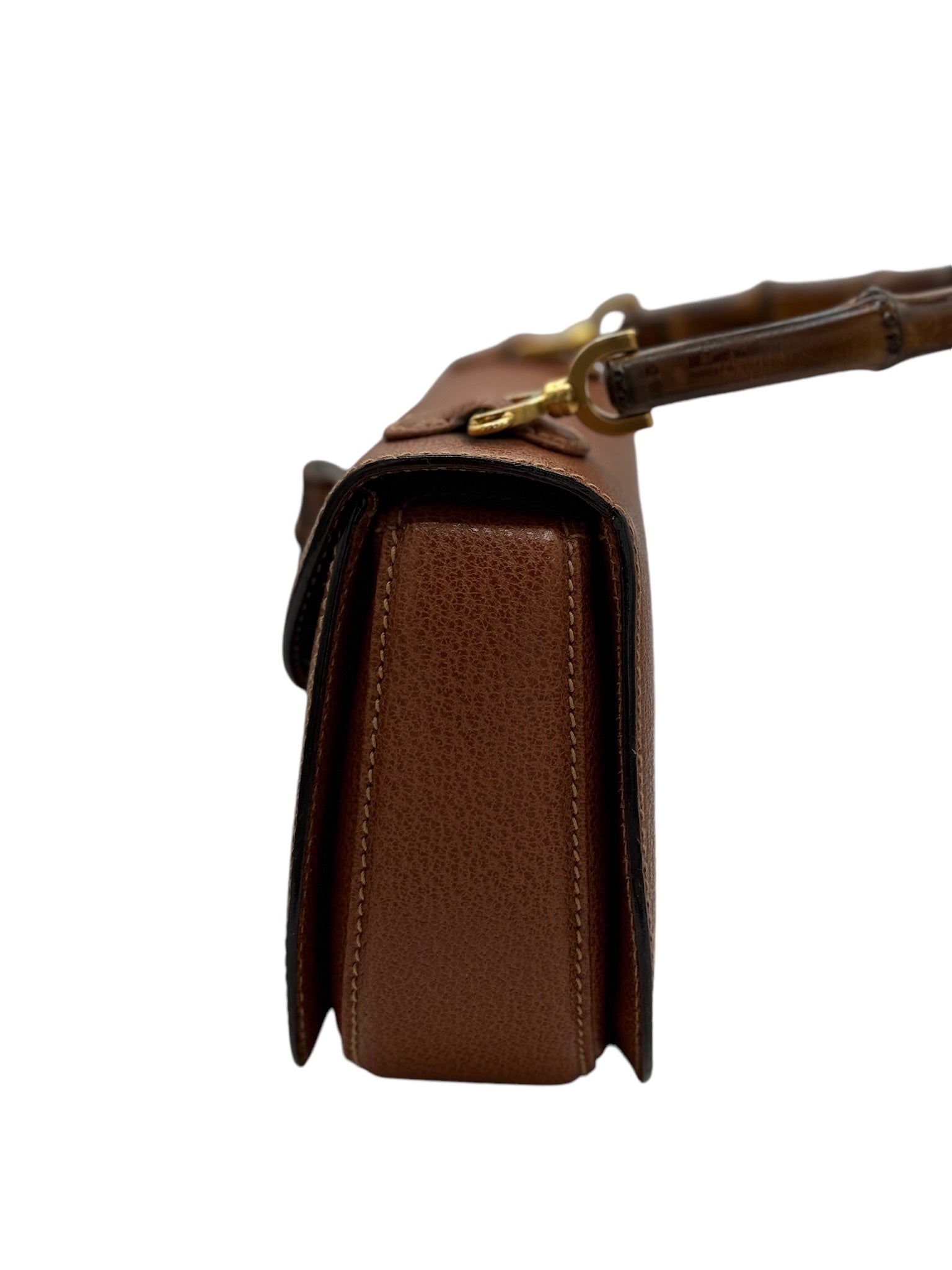 Bolso de hombro clásico de piel marrón GG Bamboo de segunda mano