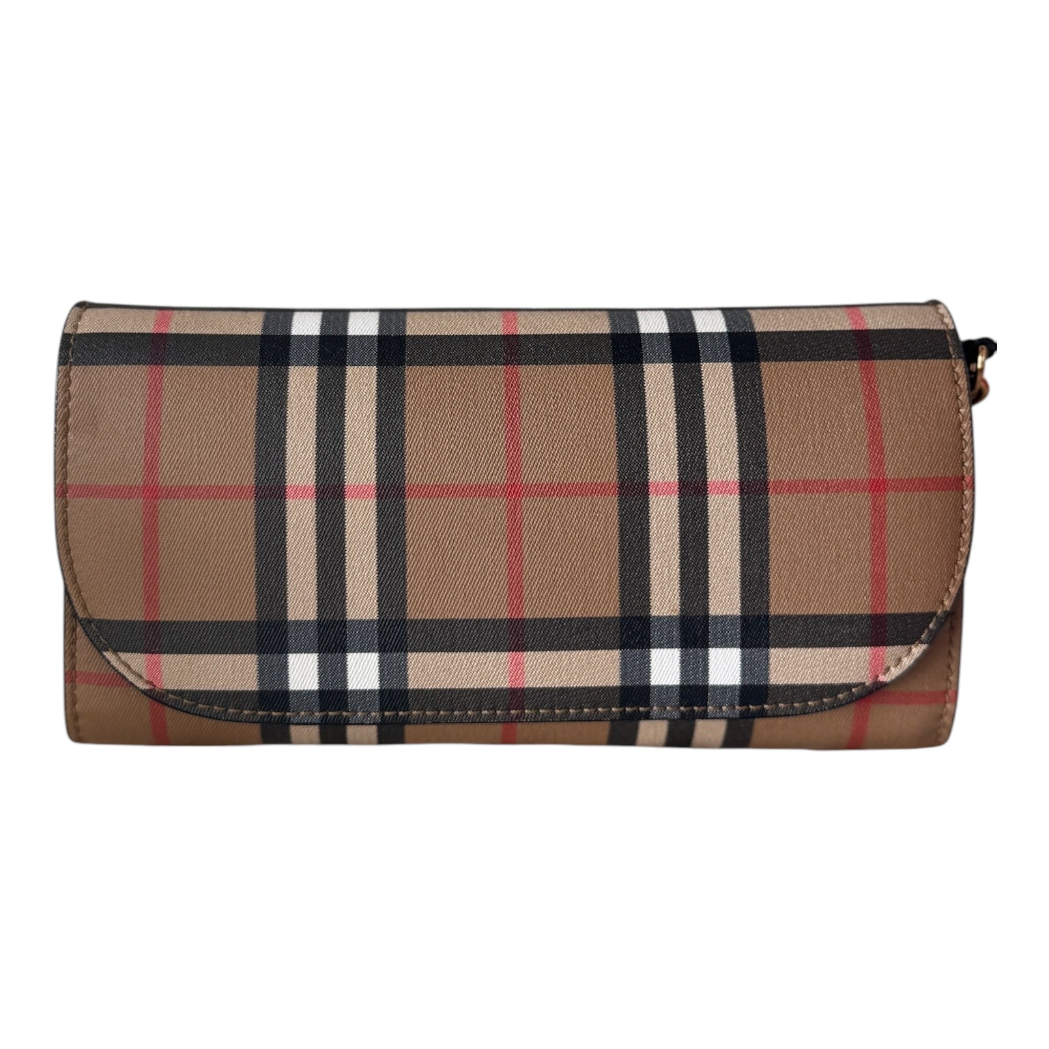 PRE-OWNED Vintage Check Canvas Henley Wallet on Chain