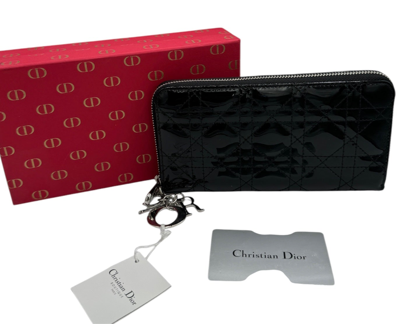 PRE-OWNED Lady Dior Black Vernis Wallet