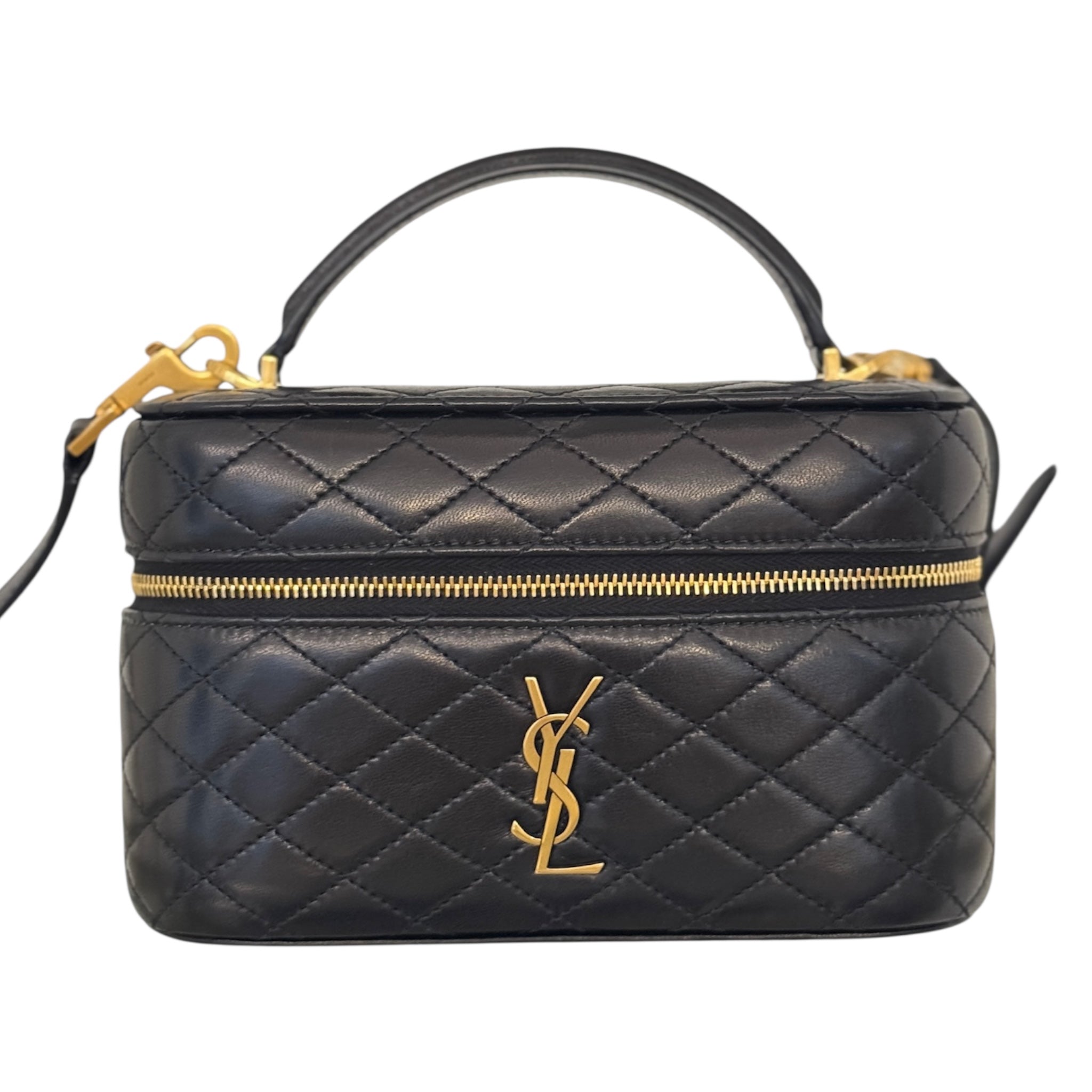 PRE-OWNED Black Lambskin Gaby Vanity Bag