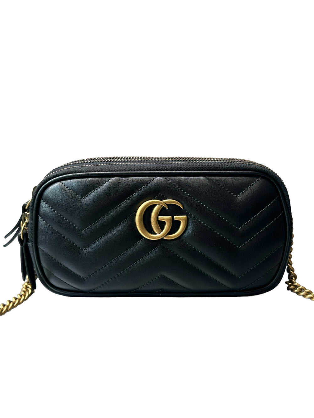 GUCCI - Bolso de cadena con triple cremallera GG Marmont en piel matelasse 