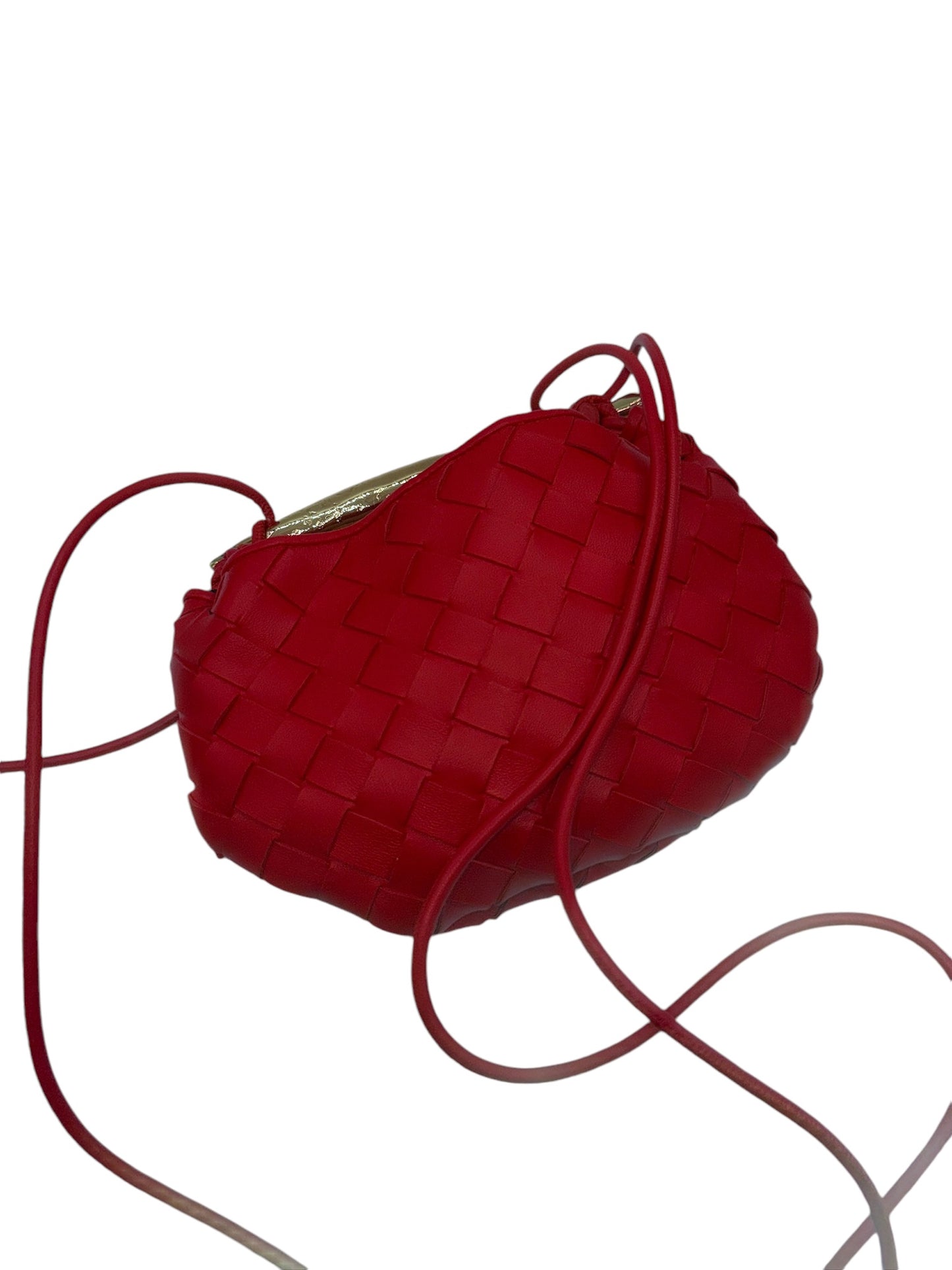 PRE-OWNED Red Nappa Intrecciato Mini Sardine Vernis Crossbody Bag