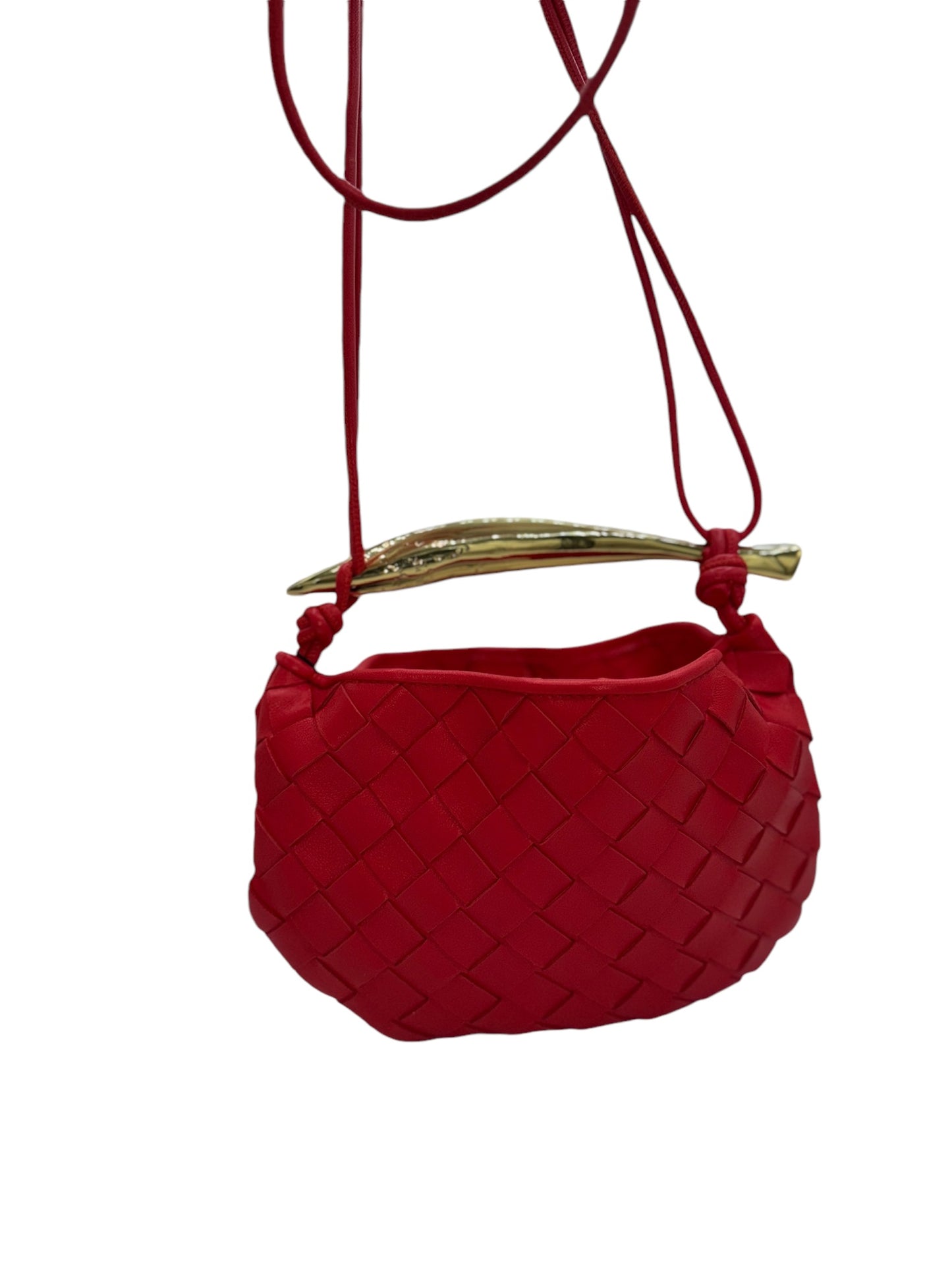 PRE-OWNED Red Nappa Intrecciato Mini Sardine Vernis Crossbody Bag