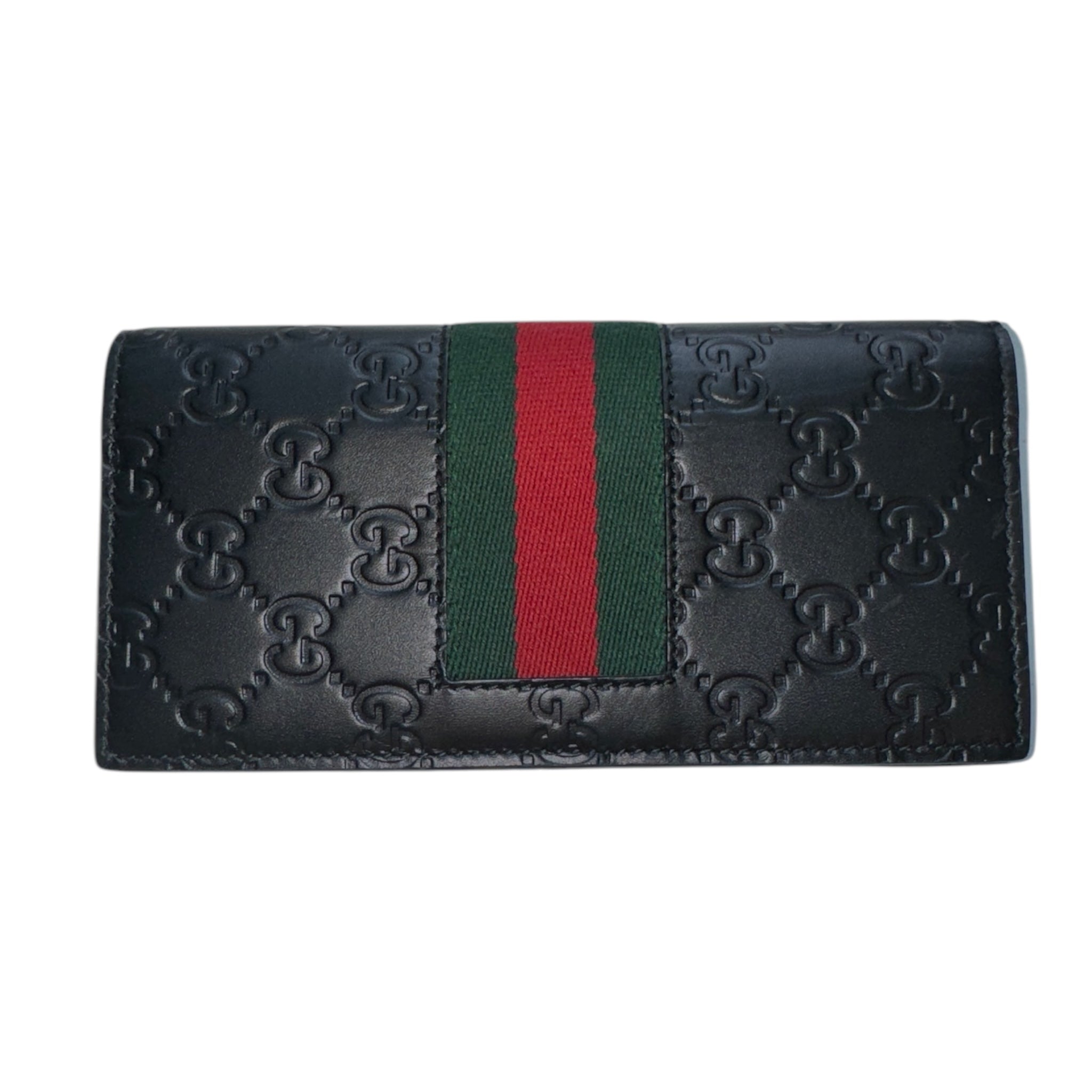 Cartera larga con tribanda Guccissima negra GG de segunda mano