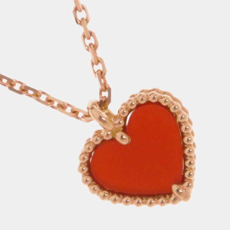 VAN CLEEF & ARPELS - 18K Rose Gold Sweet Hearts Pendant With Carnelian