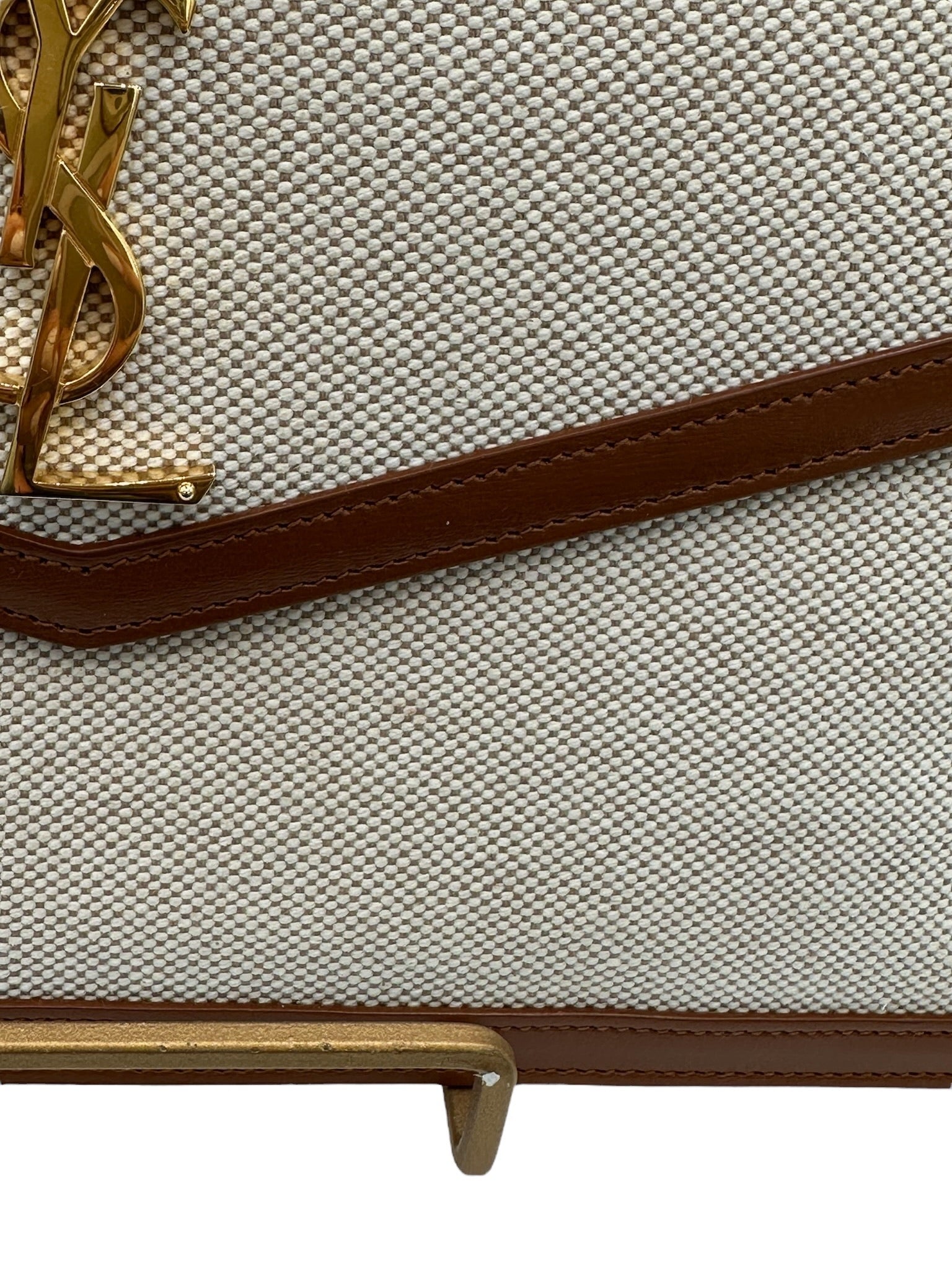 SAINT LAURENT - Natural Beige Canvas Uptown Pouch
