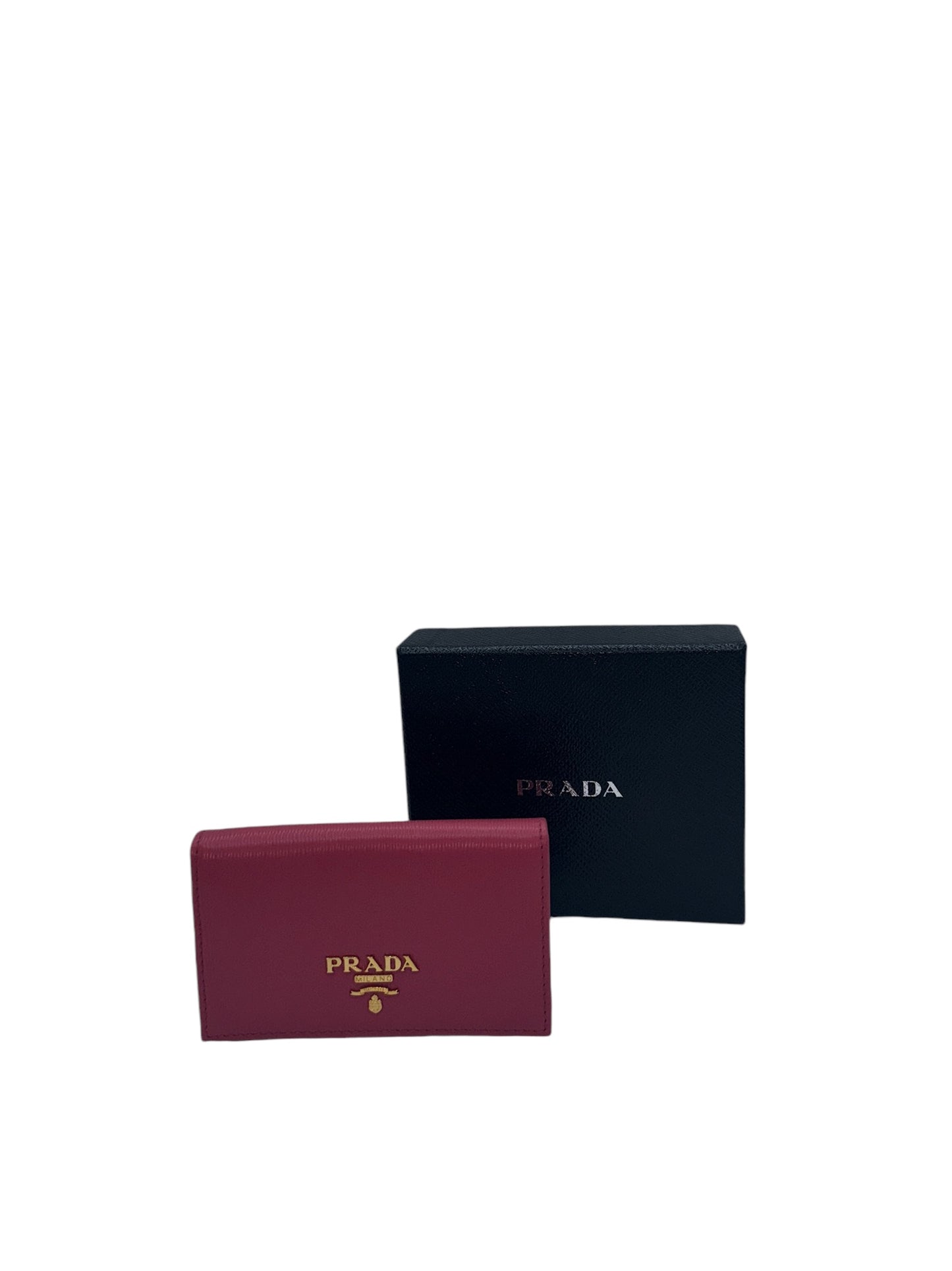 PRE-OWNED PRADA -Business Card Holder Pink Leather