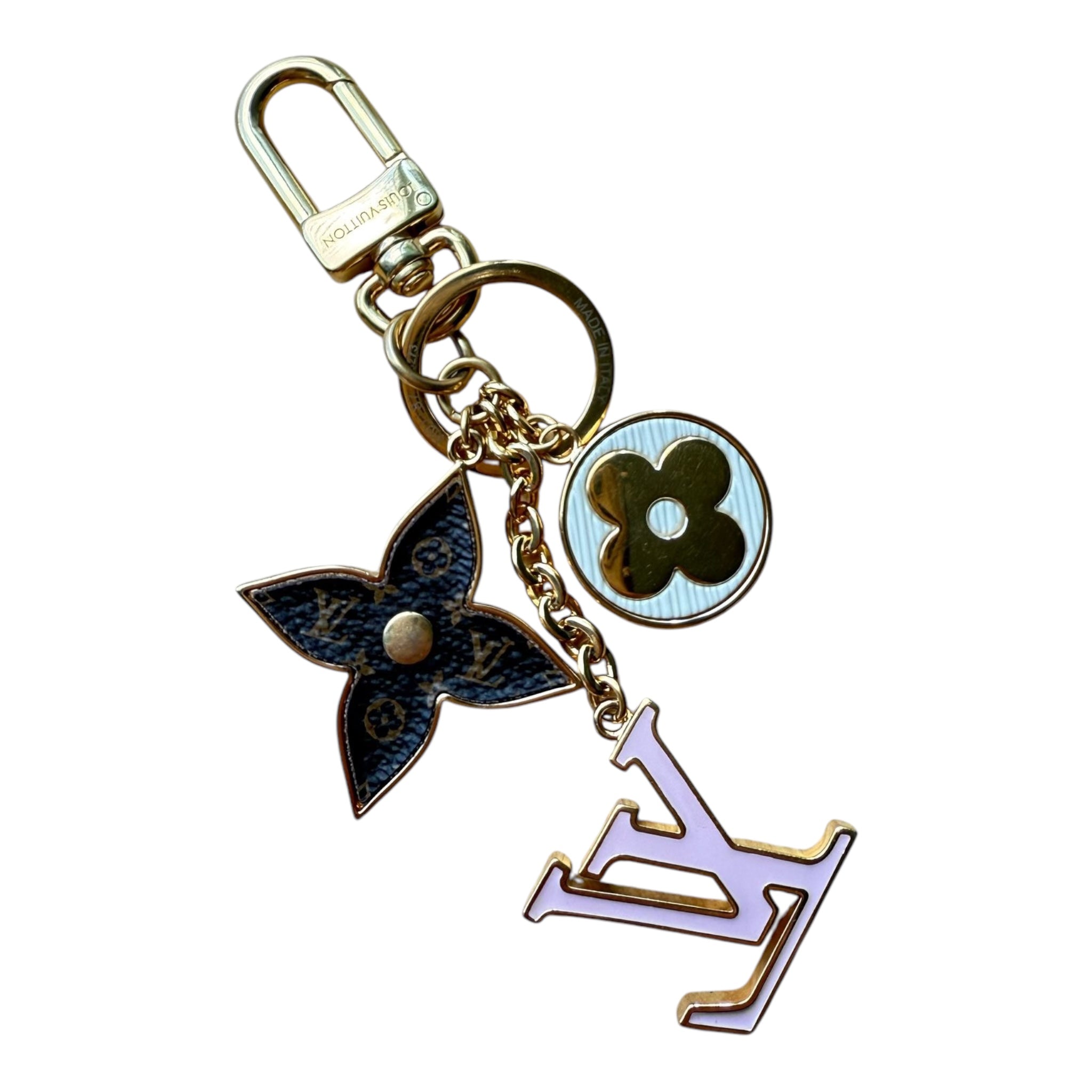 PRE-OWNED LV Spring Street Gold Monogram Flower Keychain