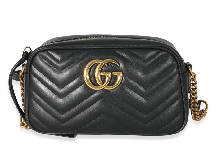 GUCCI - Bolso de mano GG Marmont pequeño de piel matelassé negra