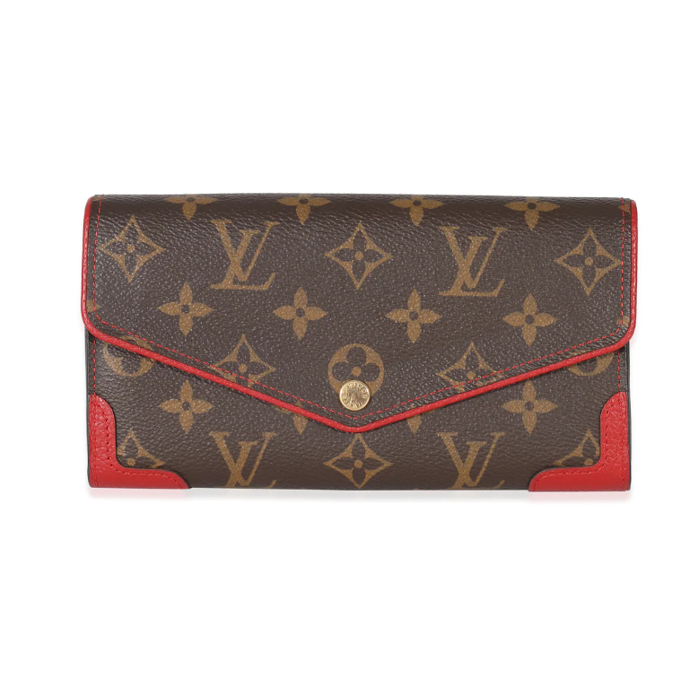 LOUIS VUITTON - Cartera Retiro Sarah de lona con monograma color cereza