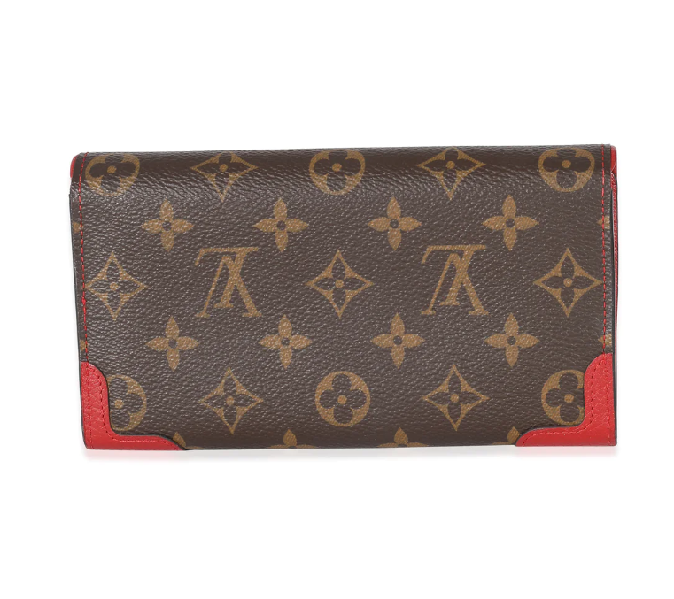 LOUIS VUITTON - Cartera Retiro Sarah de lona con monograma color cereza