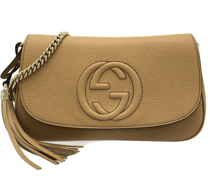 GUCCI - Bolso de hombro Soho de piel beige