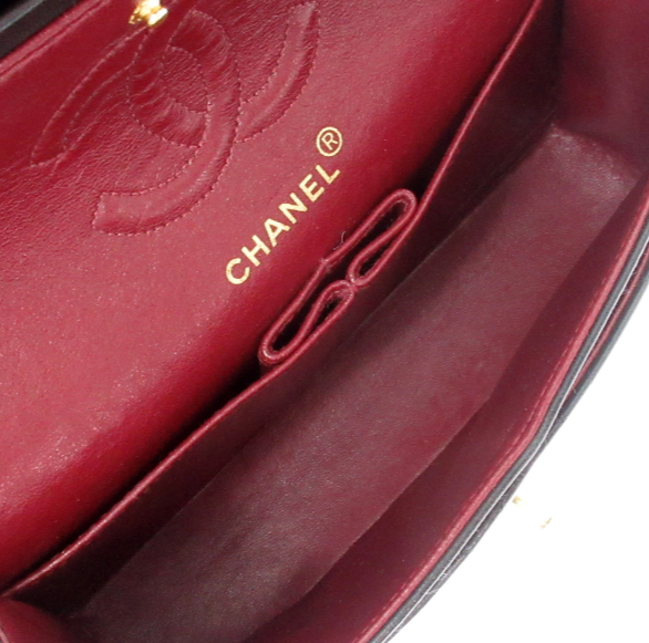 CHANEL - Double Flap Black Matelasse Lambskin Shoulder Bag