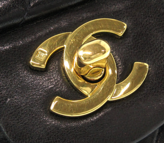 CHANEL - Double Flap Black Matelasse Lambskin Shoulder Bag