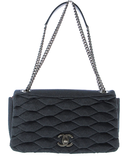 CHANEL - Bolso de hombro de mezclilla azul marino